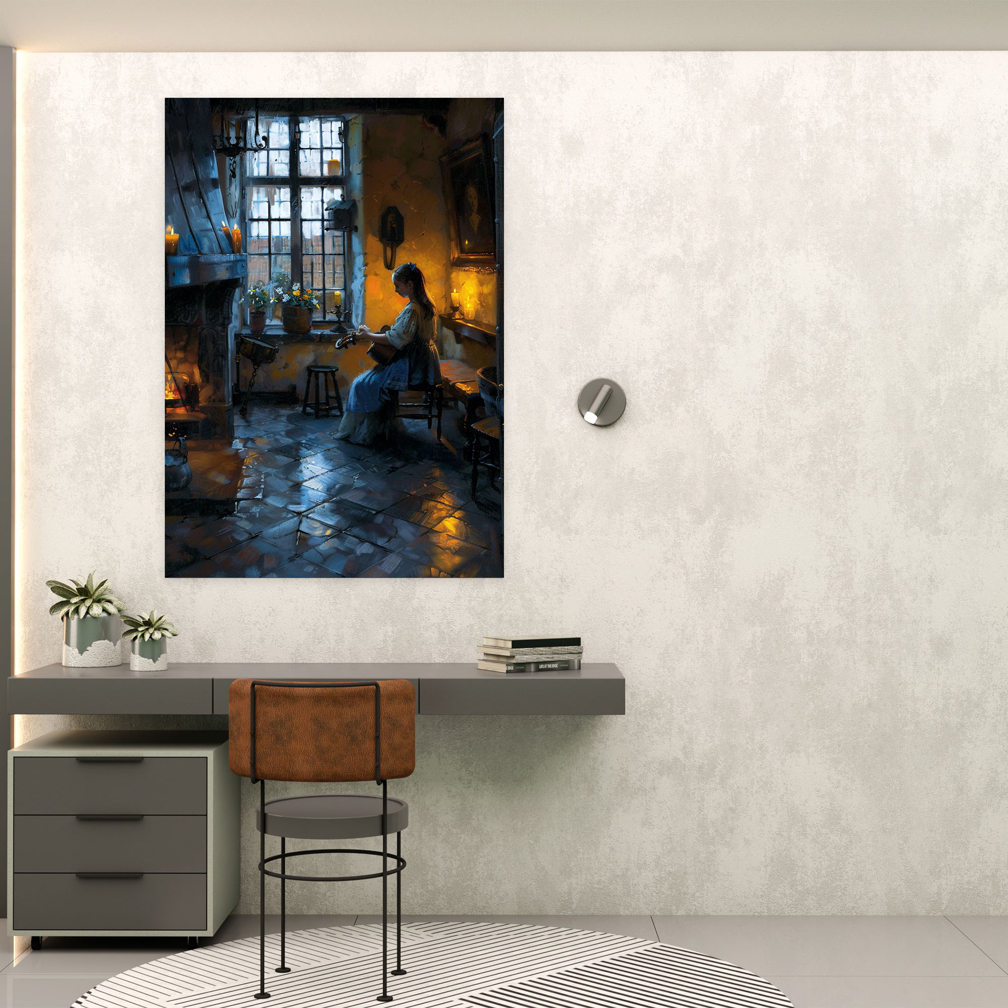 Johannes Vermeer Kanvas Tablo - Müzik Aleti Çalan Kadın - Duvar Dekorasyonu Duvar Sanatı