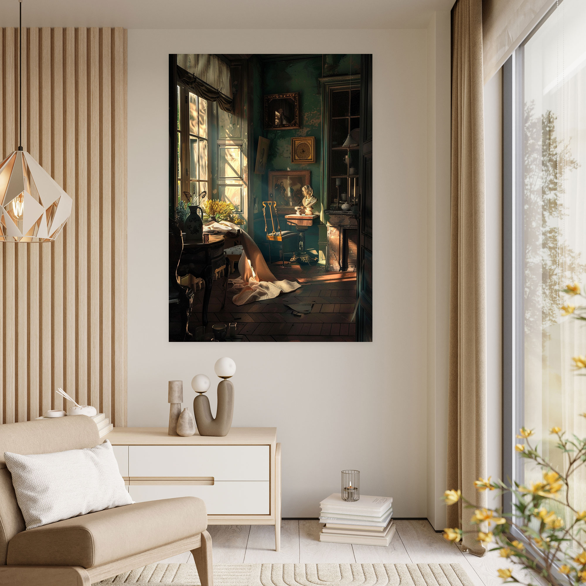 Johannes Vermeer Canvas Print - Peaceful Domestic Scene - Johannes Vermeer, Wall Decoration, Canvas, Canvas Wall Art