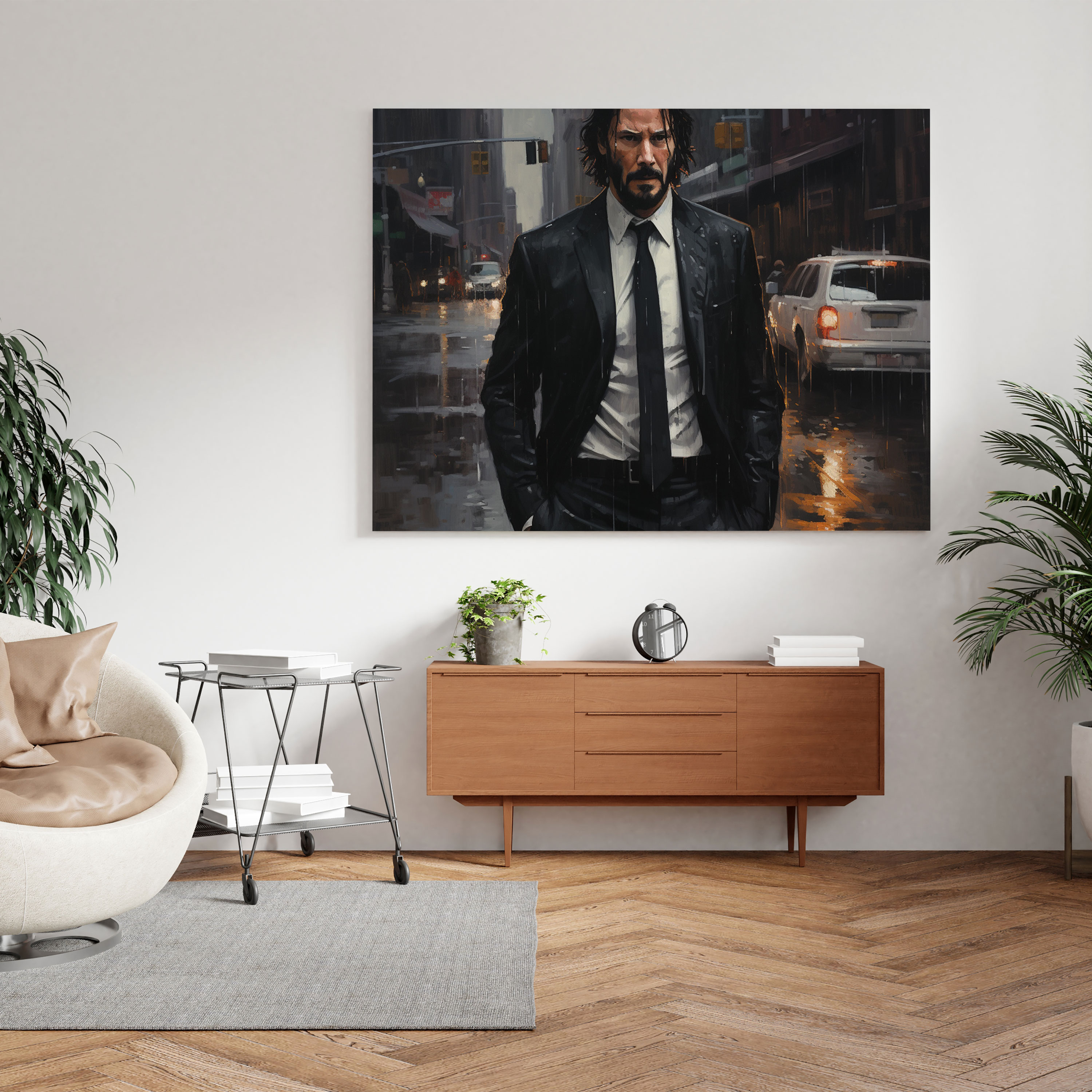 John Wick Canvas Print - Rain-Soaked City Street - John Wick, Home Decoration, Wall Decoration, Intensity