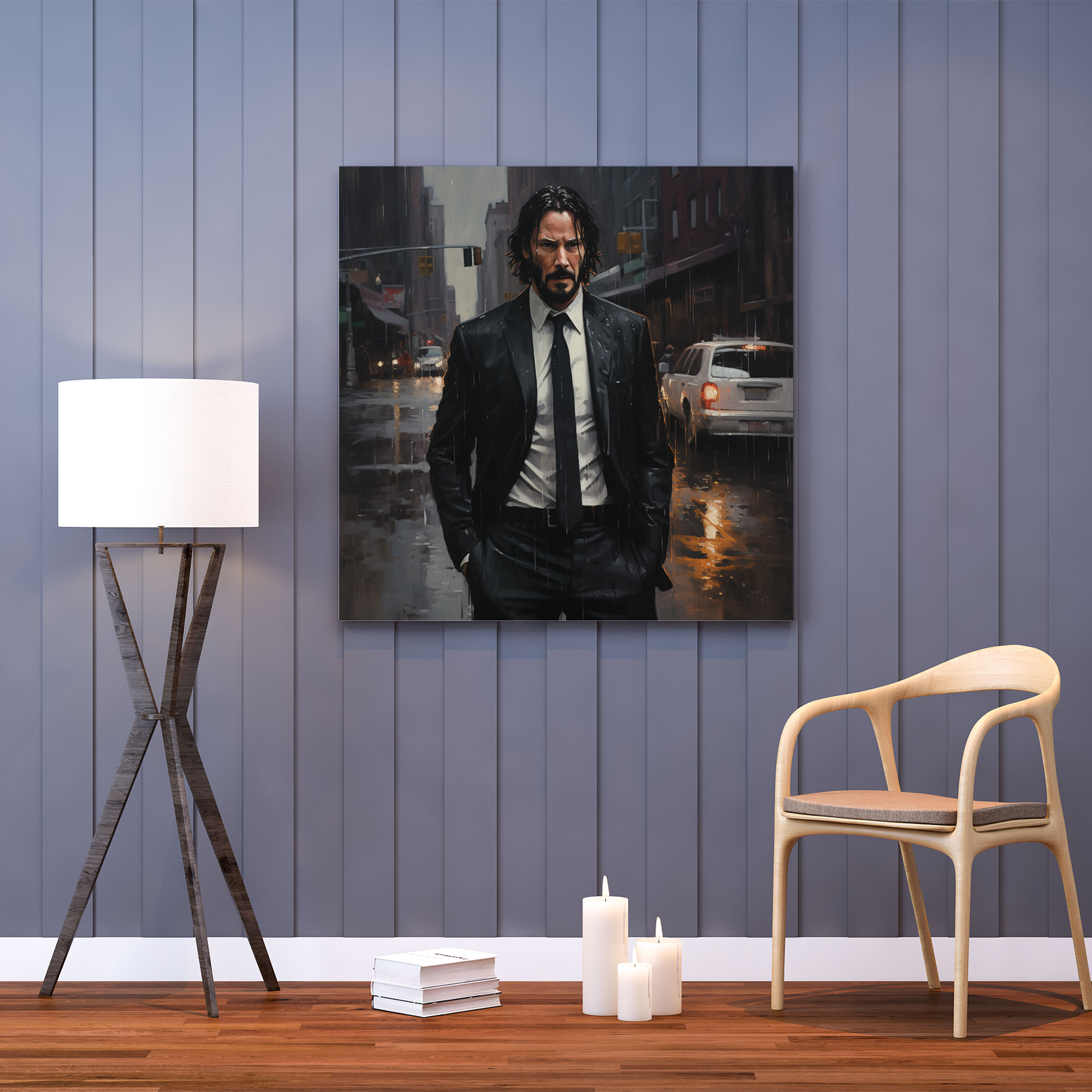 John Wick Canvas Print - Rain-Soaked City Street - John Wick, Home Decoration, Wall Decoration, Intensity