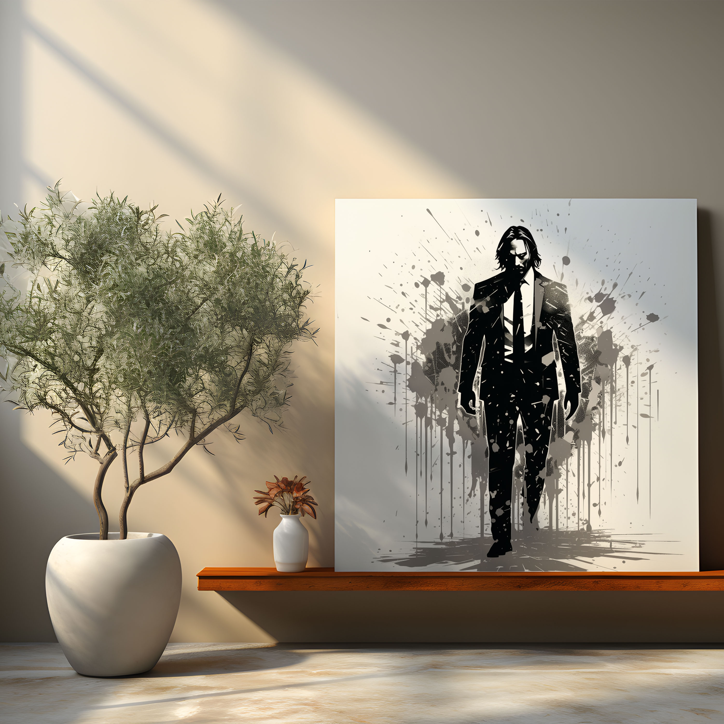 John Wick Wall Decoration - Resilient Silhouette - John Wick, Home Decoration, Minimalist Black And White Sketch, Wall Decoration