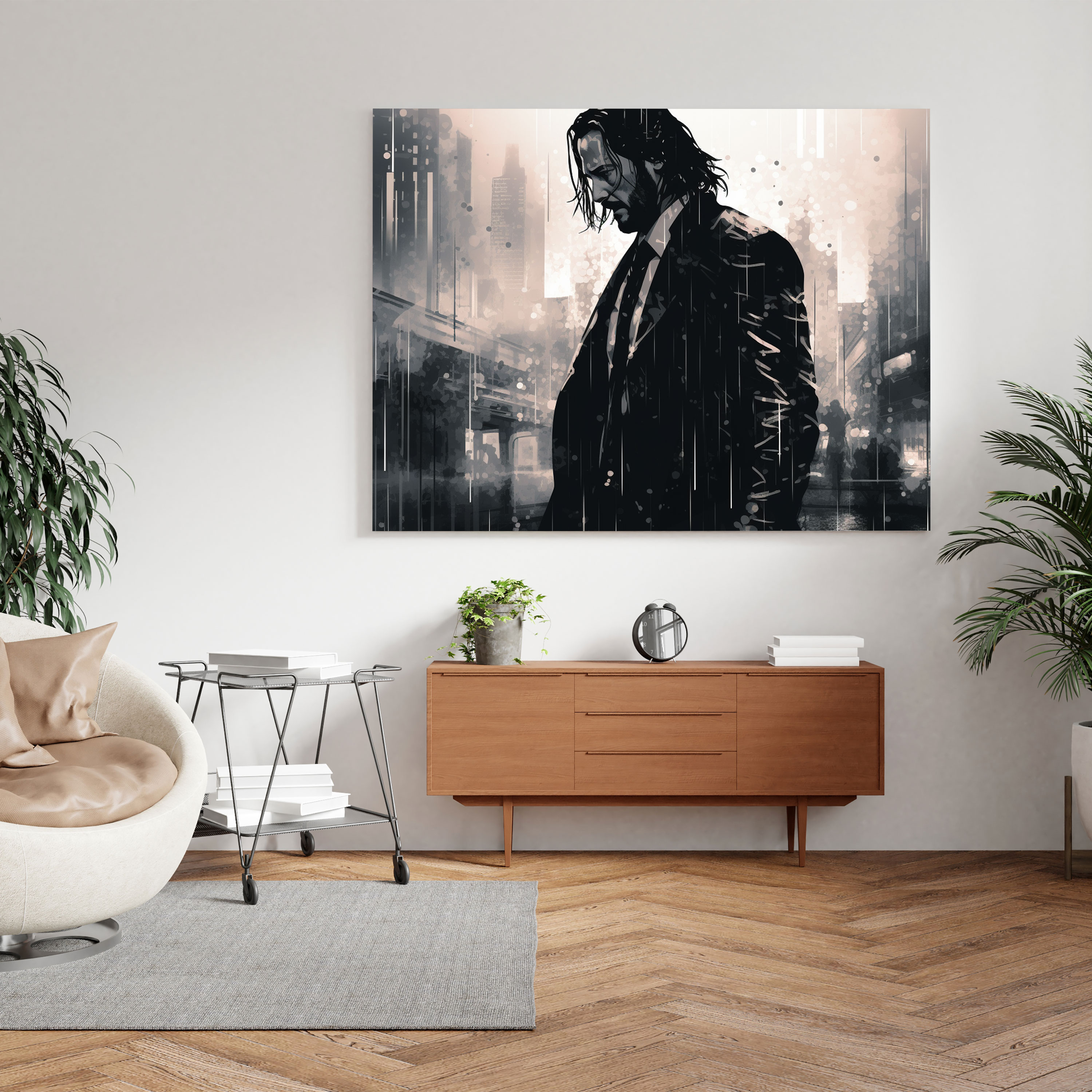John Wick Digital Wall Art - John Wick, Noir Masterpiece, Mystery, Black And White