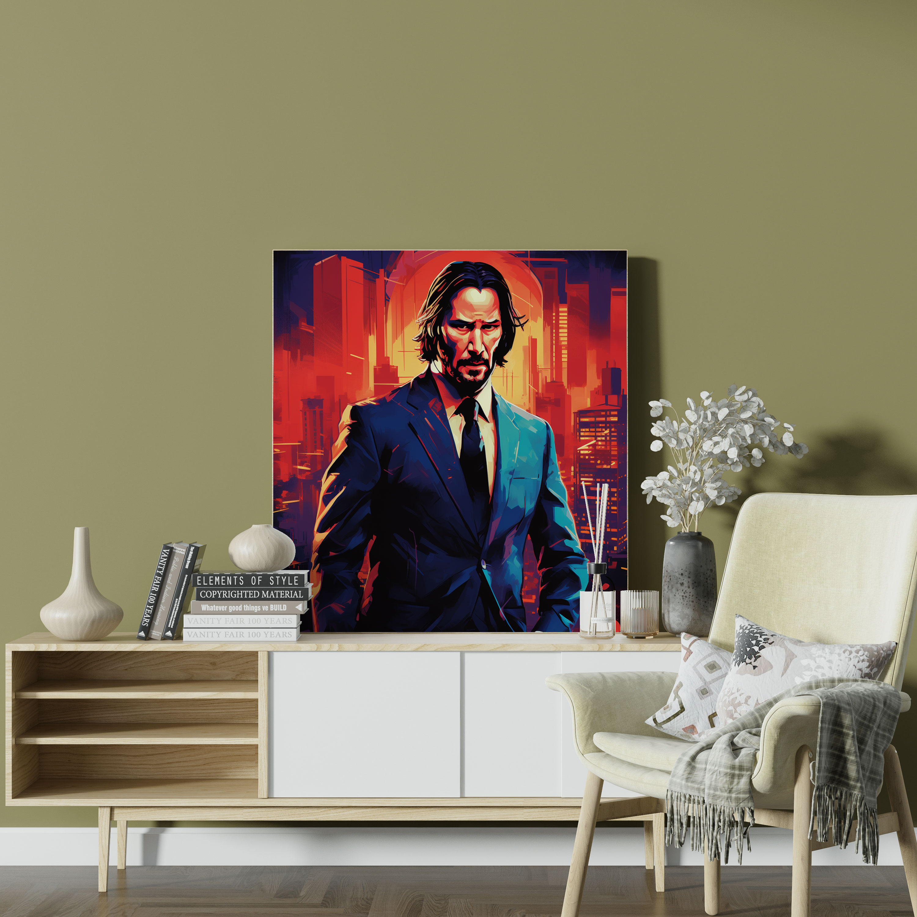 John Wick Neon Wall Art - John Wick, Unique, Glowing Colors, Fans