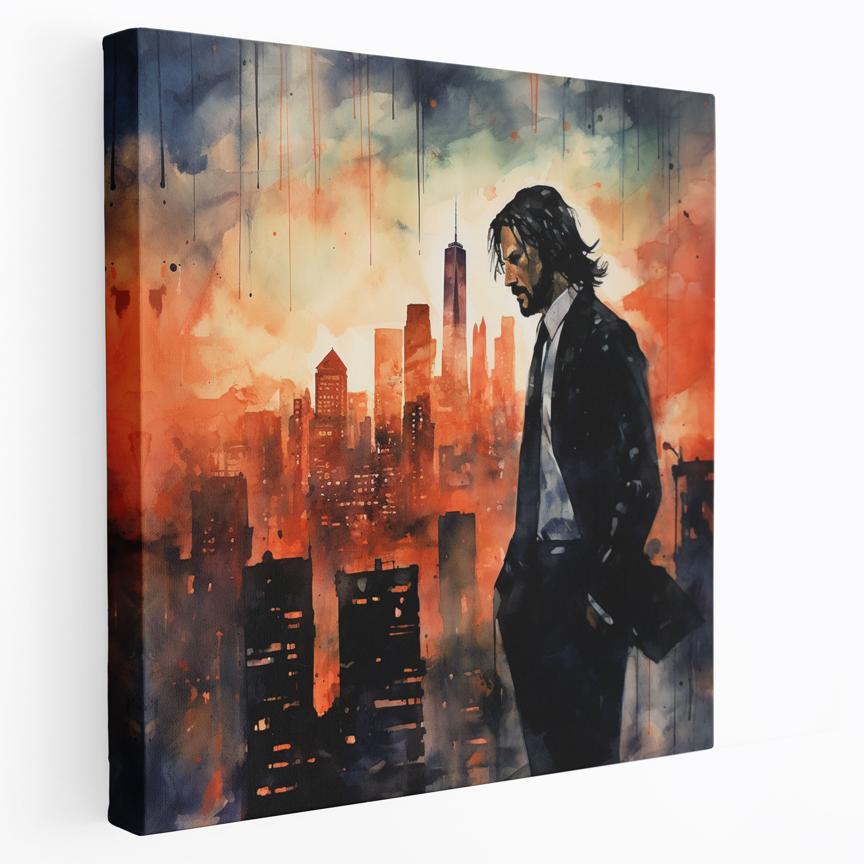 John Wick Wall Decoration - John Wick, Canvas Print, Watercolor Painting, Wall Decoration
