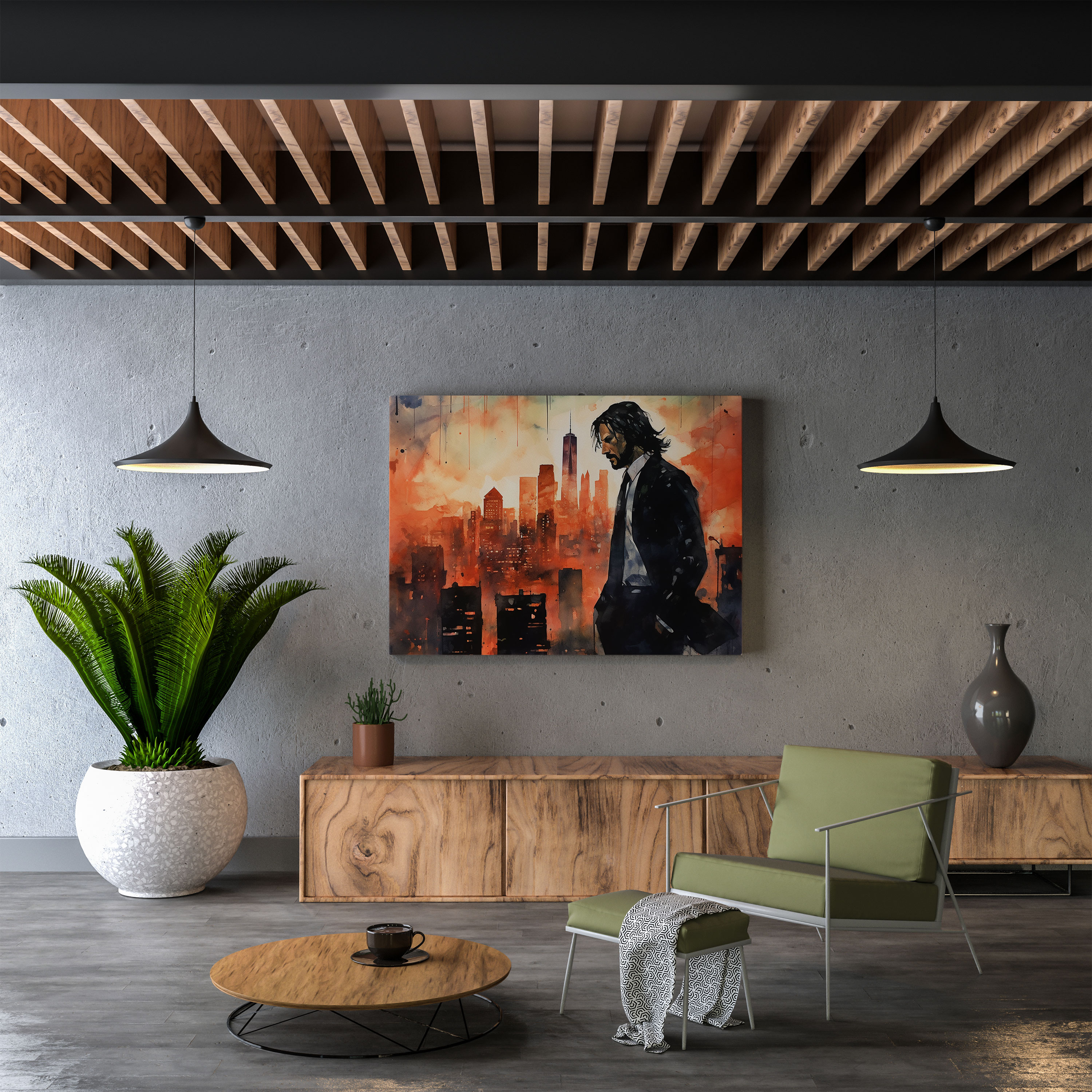 John Wick Wall Decoration - John Wick, Canvas Print, Watercolor Painting, Wall Decoration