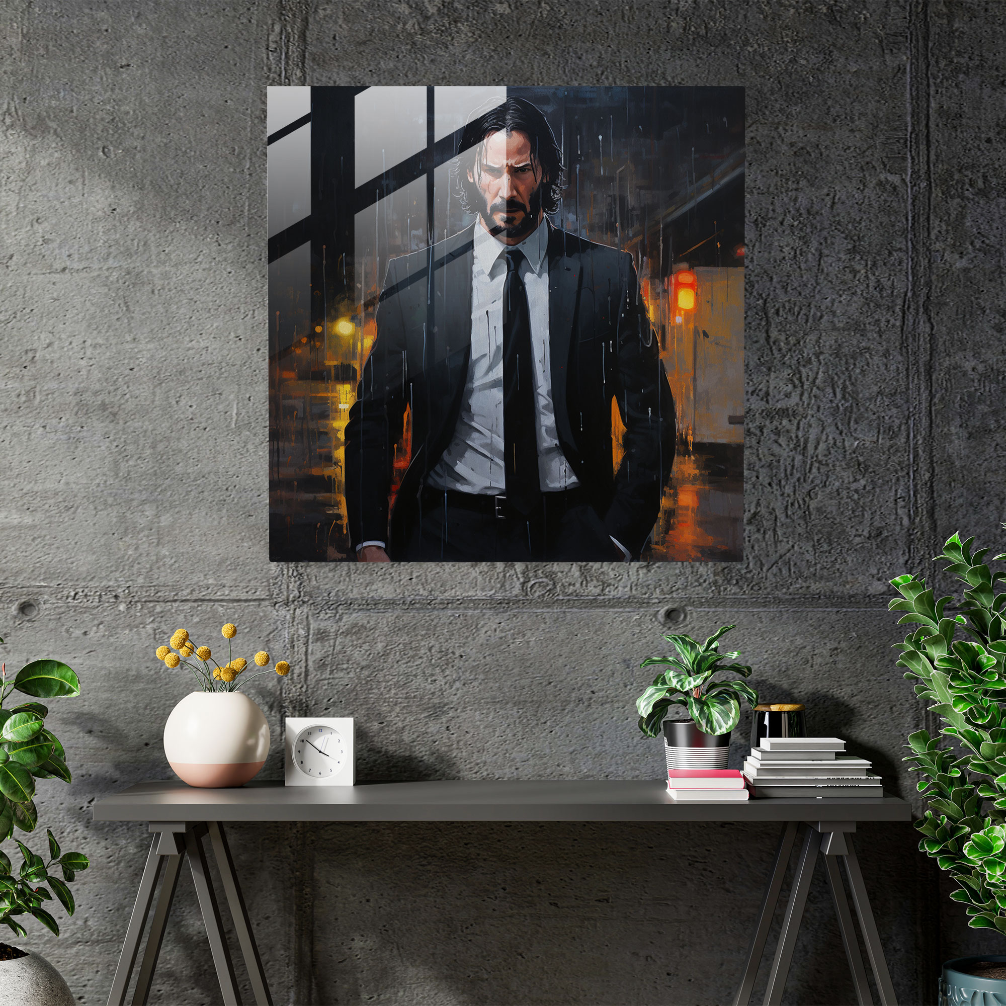 John Wick Dark And Moody Acrylic Glass Print - John Wick, Glass Art, Wall Decoration, John Wick