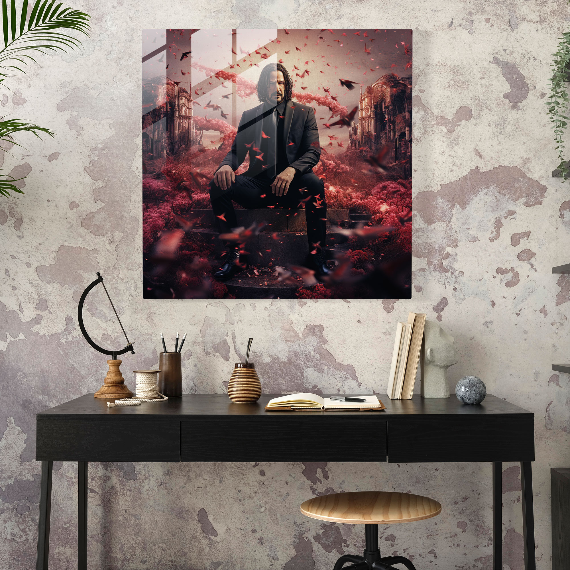John Wick Surreal Mixed Media Glass Print - John Wick, Wall Decoration, Glass Print, John Wick