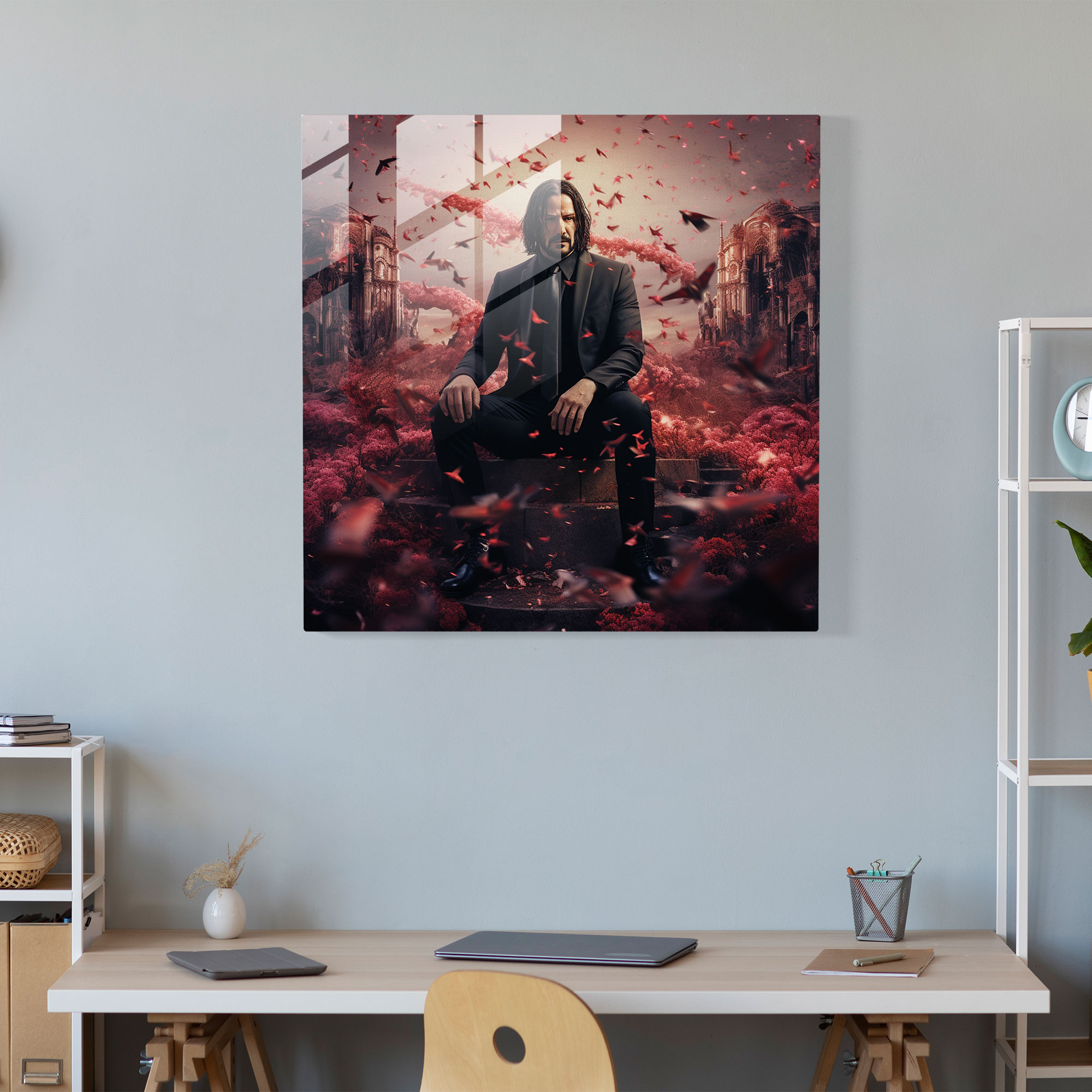 John Wick Surreal Mixed Media Glass Print - John Wick, Wall Decoration, Glass Print, John Wick