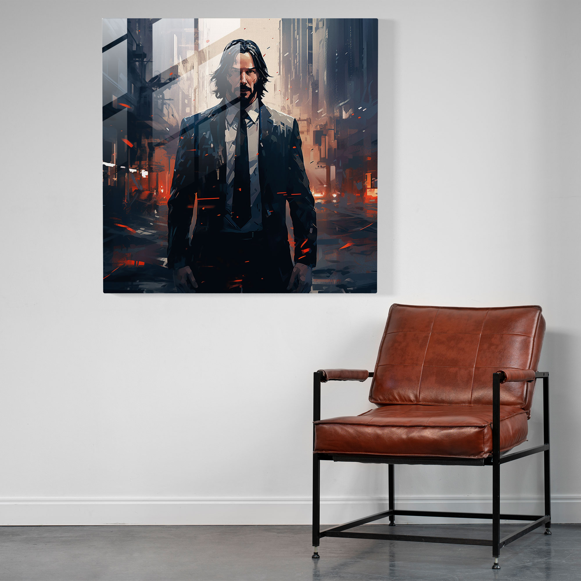 John Wick Futuristic Digital Painting Glass Print - John Wick, Glass Wall Art, Modern Art, Wall Decoration