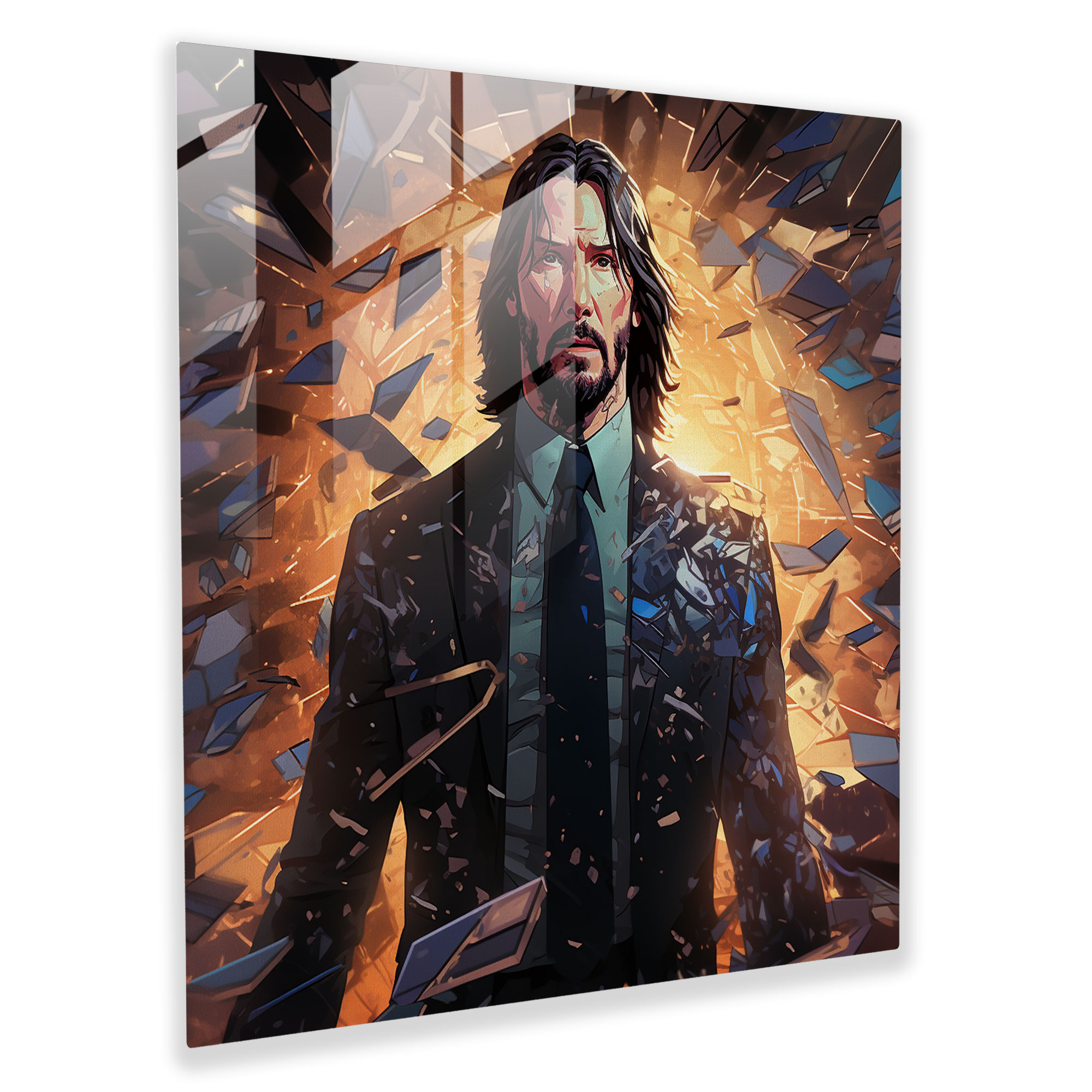 John Wick Glass Print - John Wick, Glass Print, Wall Decoration, Digital Illustration