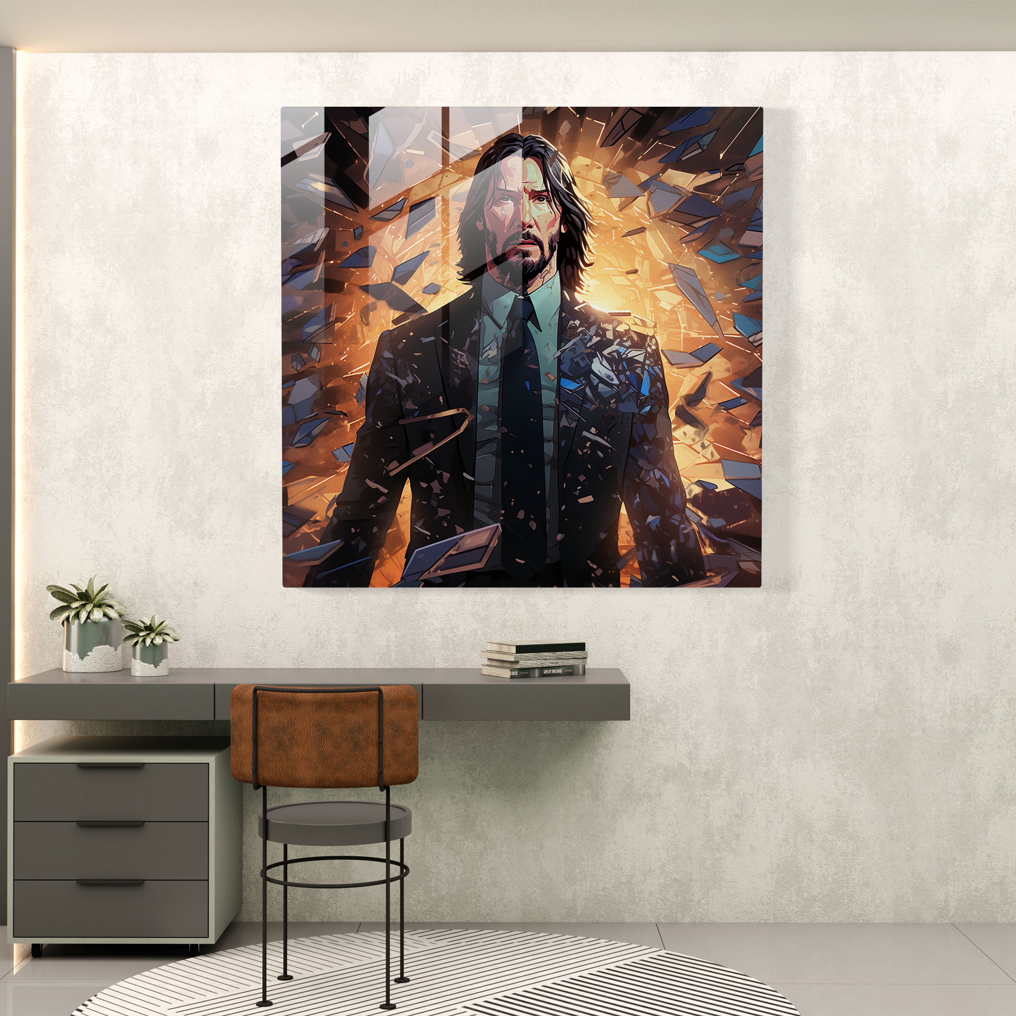 John Wick Glass Print - John Wick, Glass Print, Wall Decoration, Digital Illustration