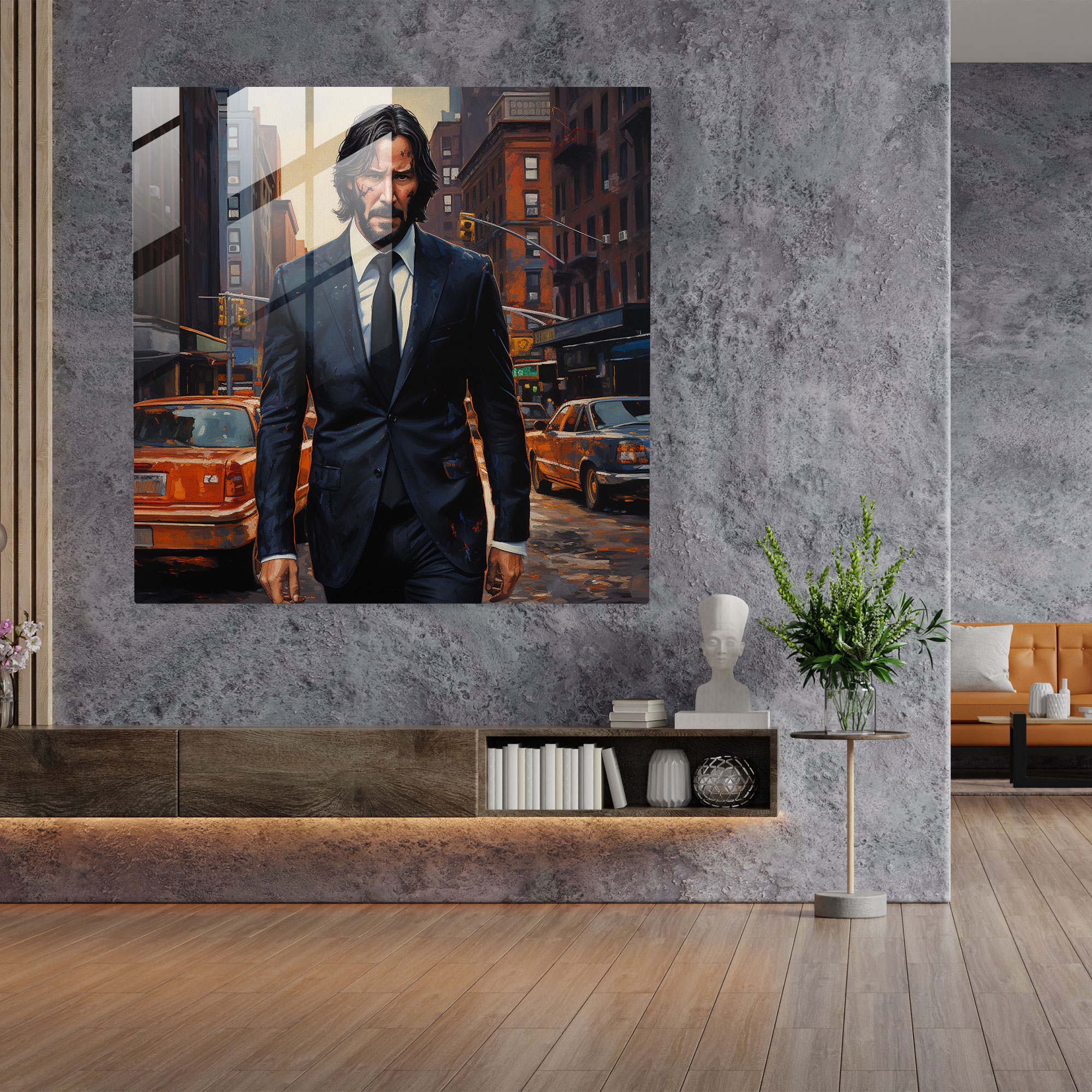 John Wick Glass Print - John Wick, Wall Decoration, Glass Print, Oil Painting