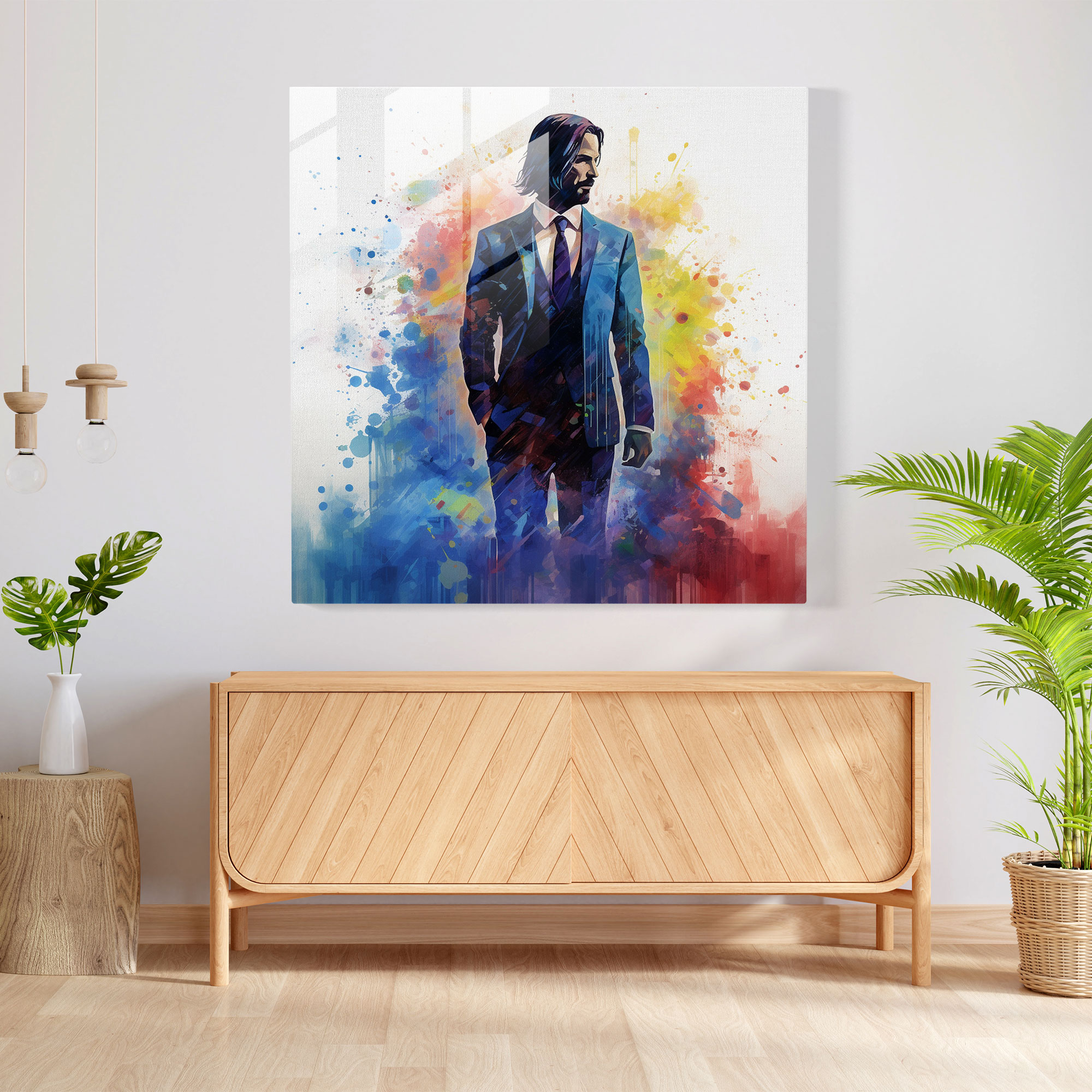 Colorful John Wick Glass Print - John Wick, John Wick, Glass Print, Glass Art