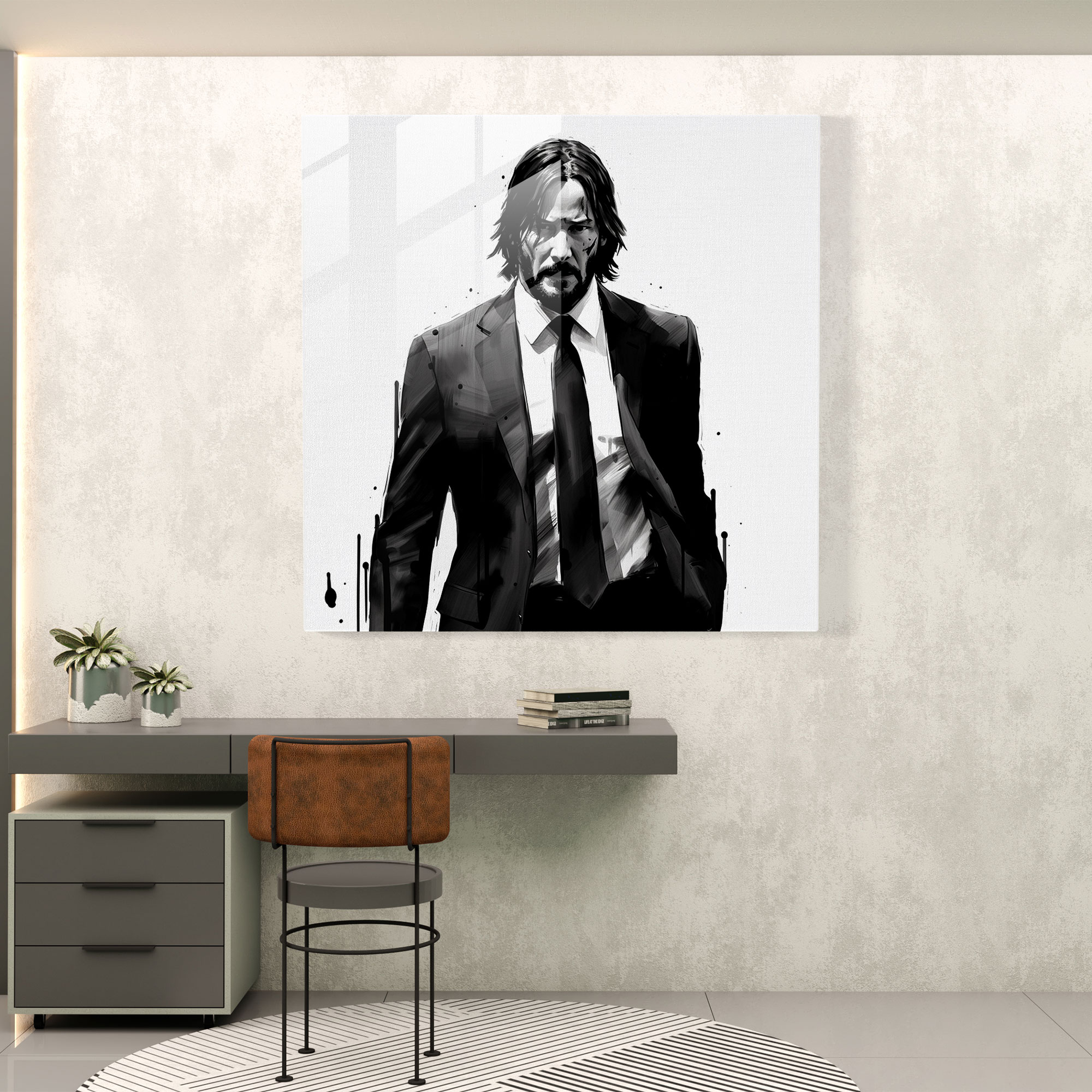 John Wick Minimalist Glass Print - John Wick, Home Decoration, Glass Print, Modern Art
