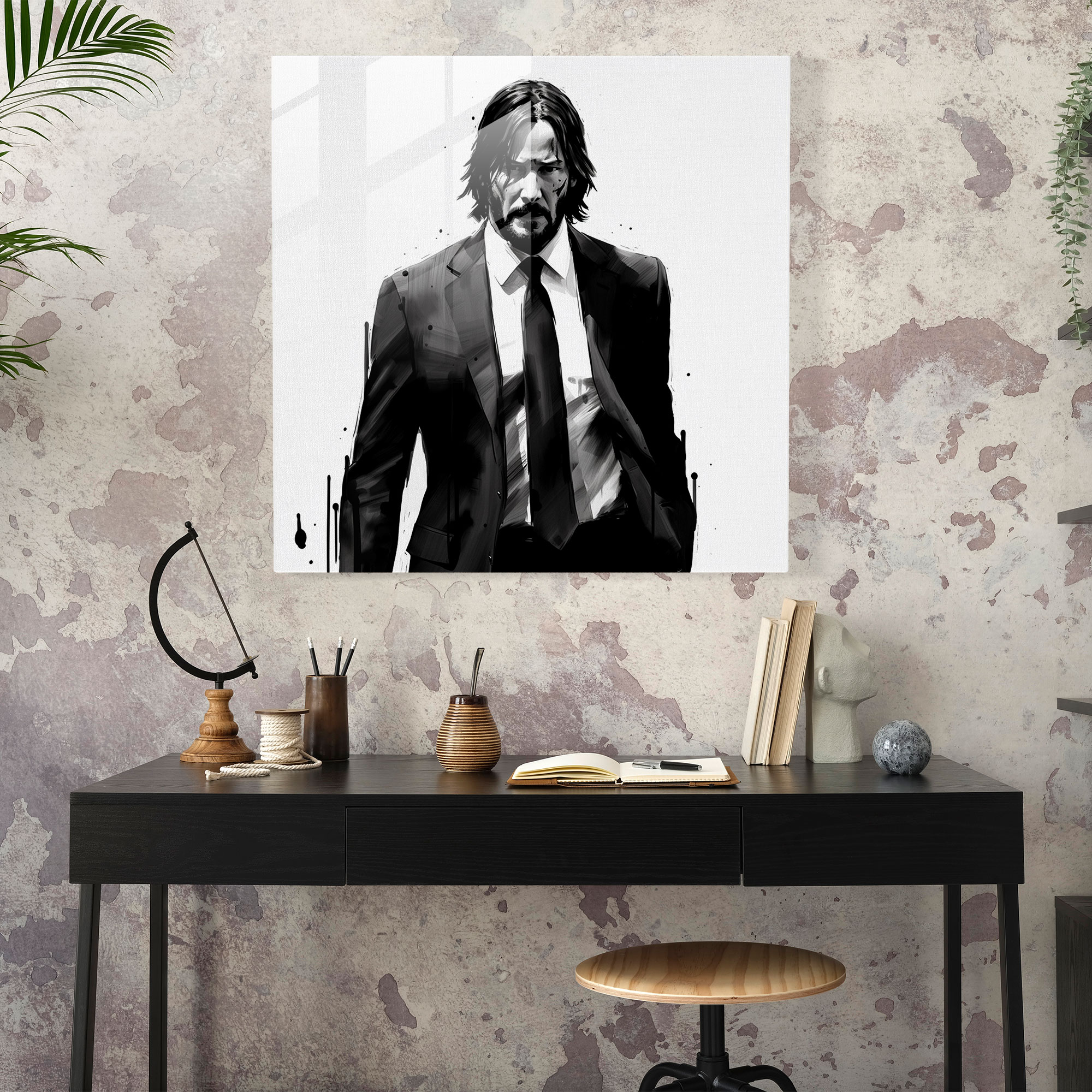 John Wick Minimalist Glass Print - John Wick, Home Decoration, Glass Print, Modern Art