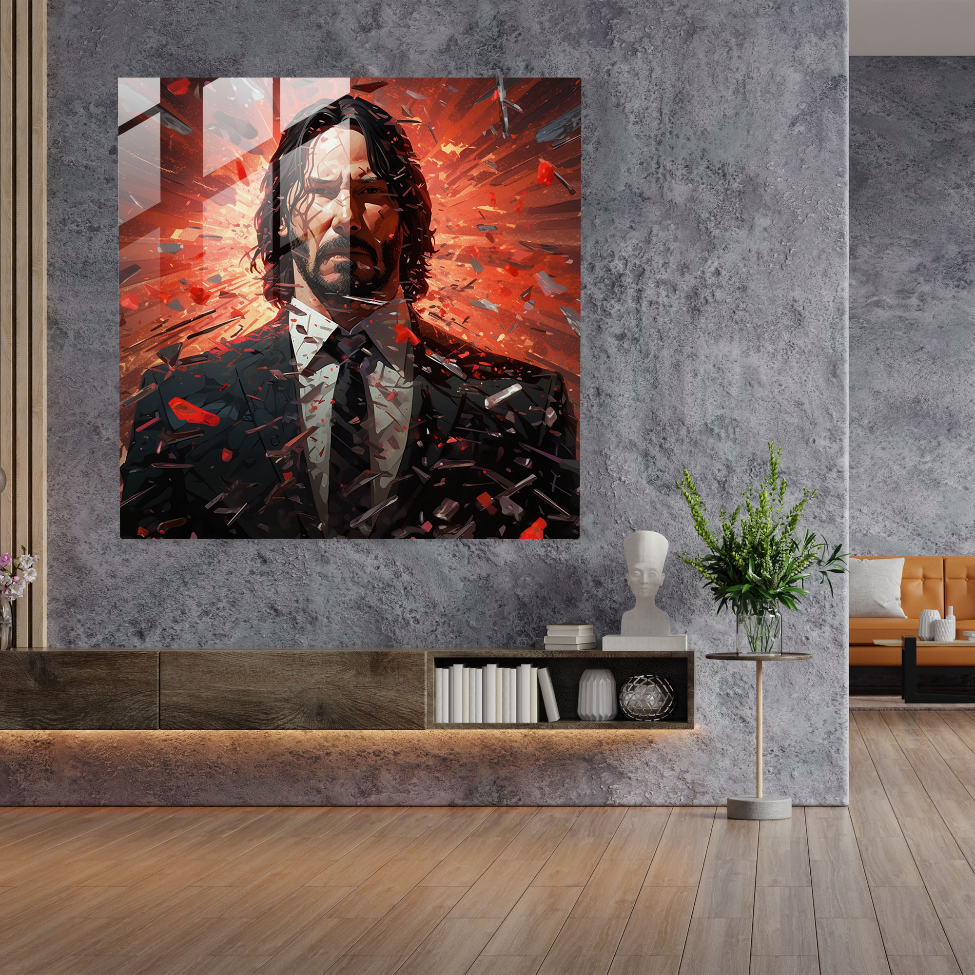Surreal John Wick Glass Print - John Wick, Surreal, Wall Decoration, Glass Art