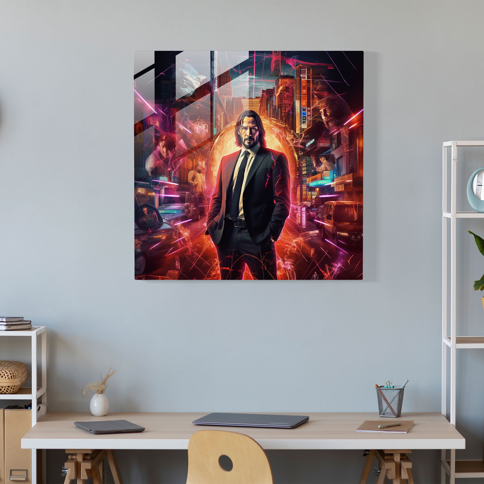 Futuristic John Wick Glass Print - John Wick, John Wick, Glass Print, Glass Art