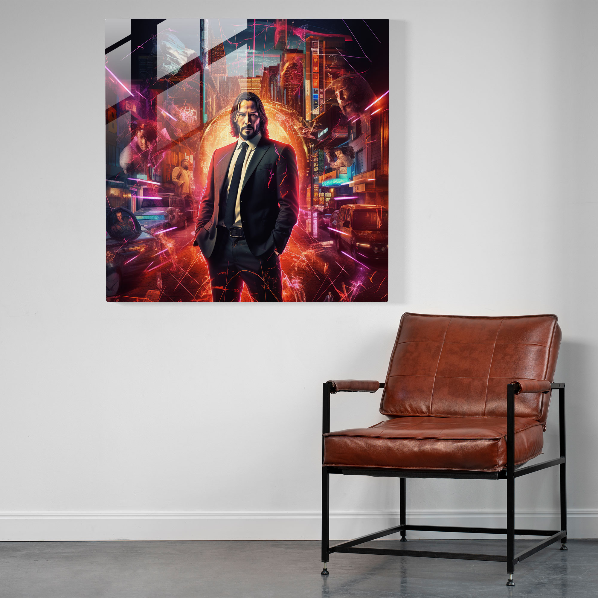 Futuristic John Wick Glass Print - John Wick, John Wick, Glass Print, Glass Art