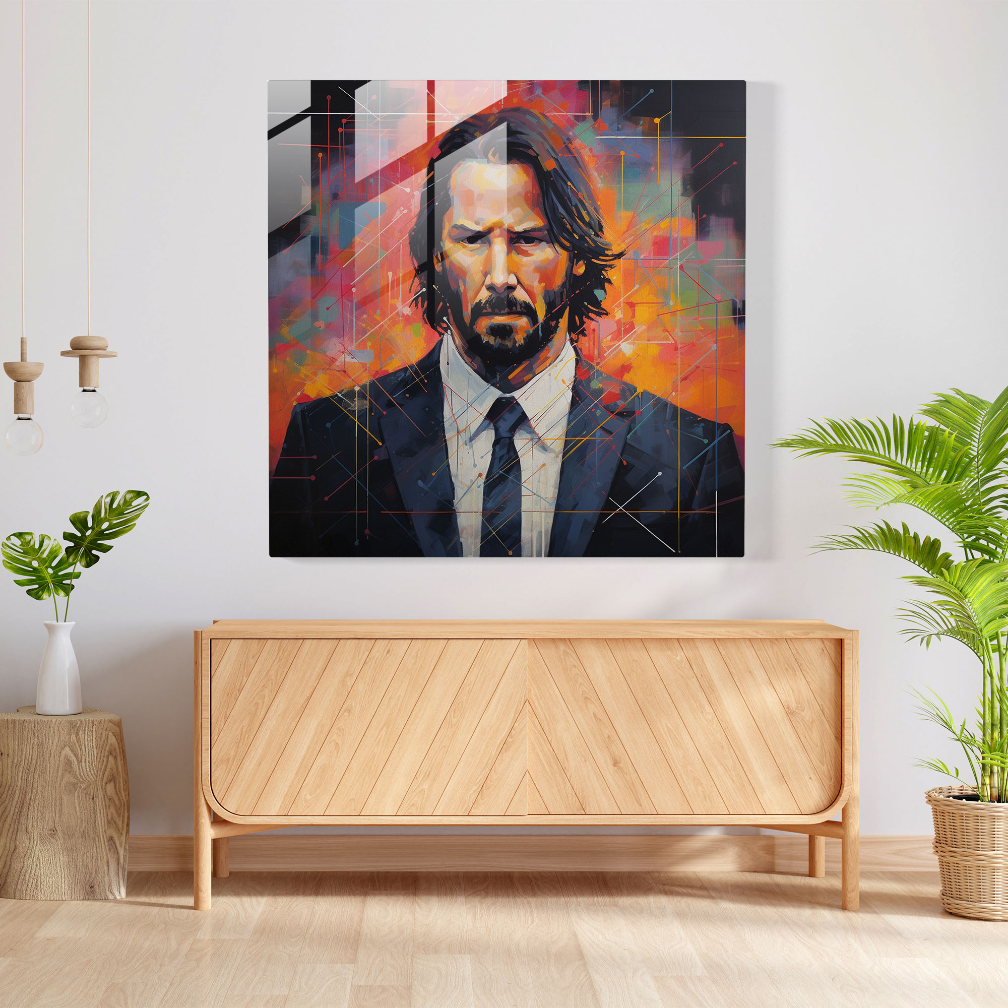 Geometric John Wick Glass Print - John Wick, Glass Wall Art, Wall Decoration, Modern Art