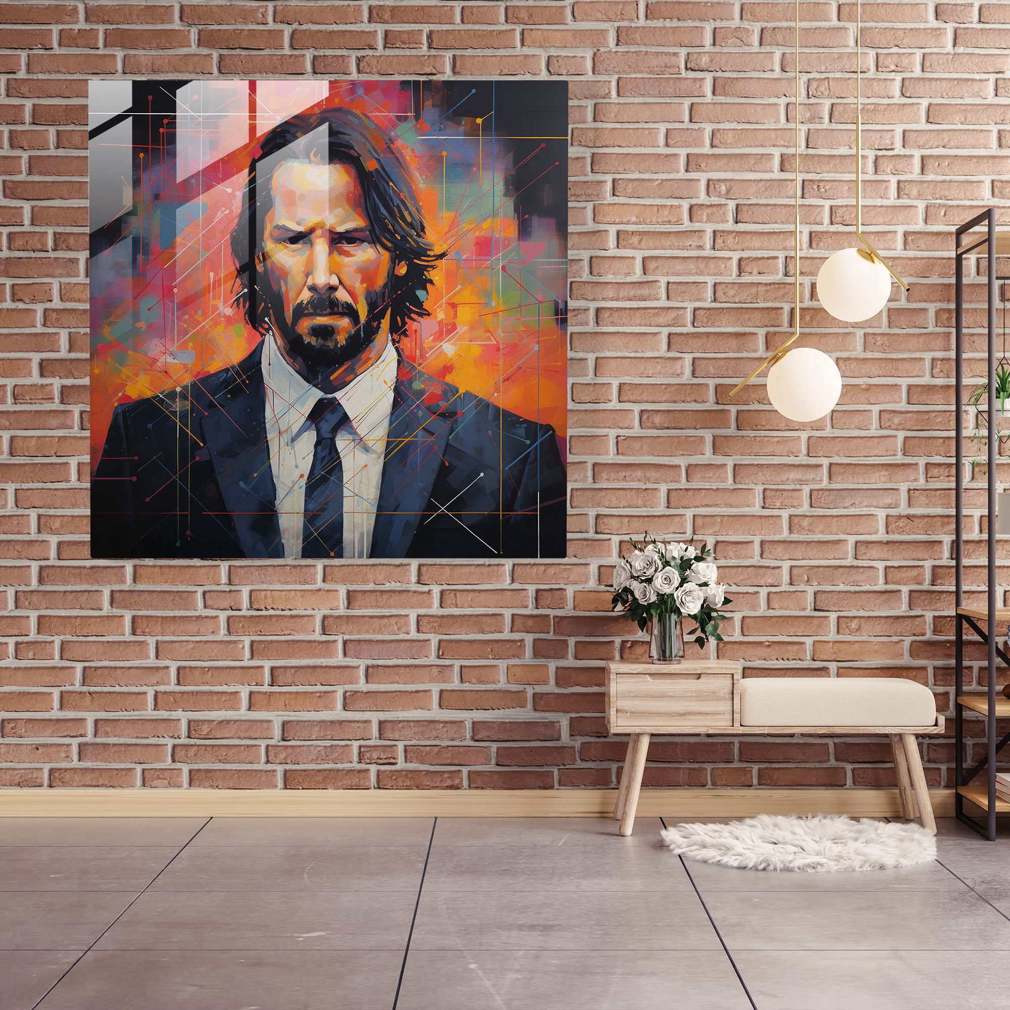 Geometric John Wick Glass Print - John Wick, Glass Wall Art, Wall Decoration, Modern Art