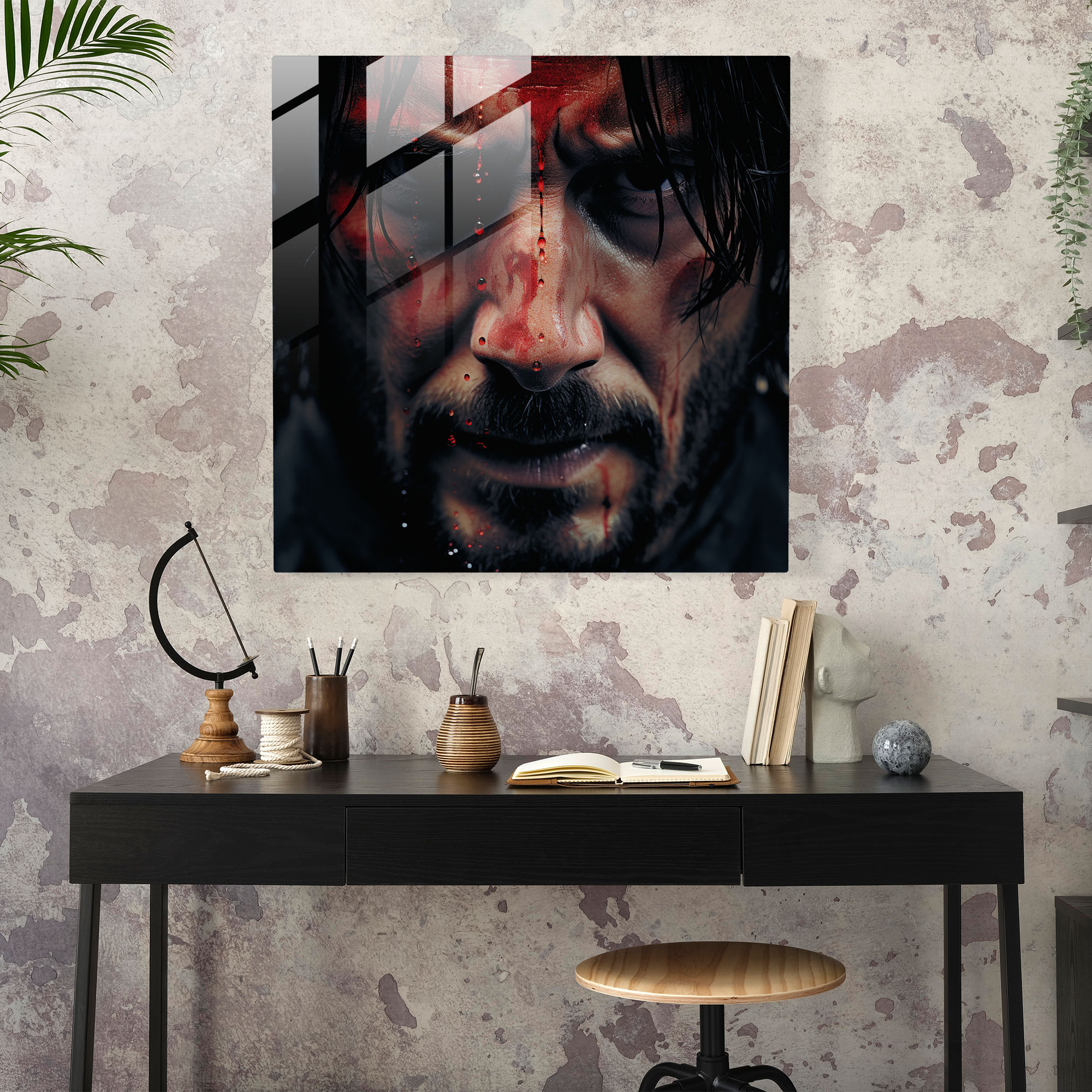 Glasbild John Wick - Modern Art visuell ansprechend