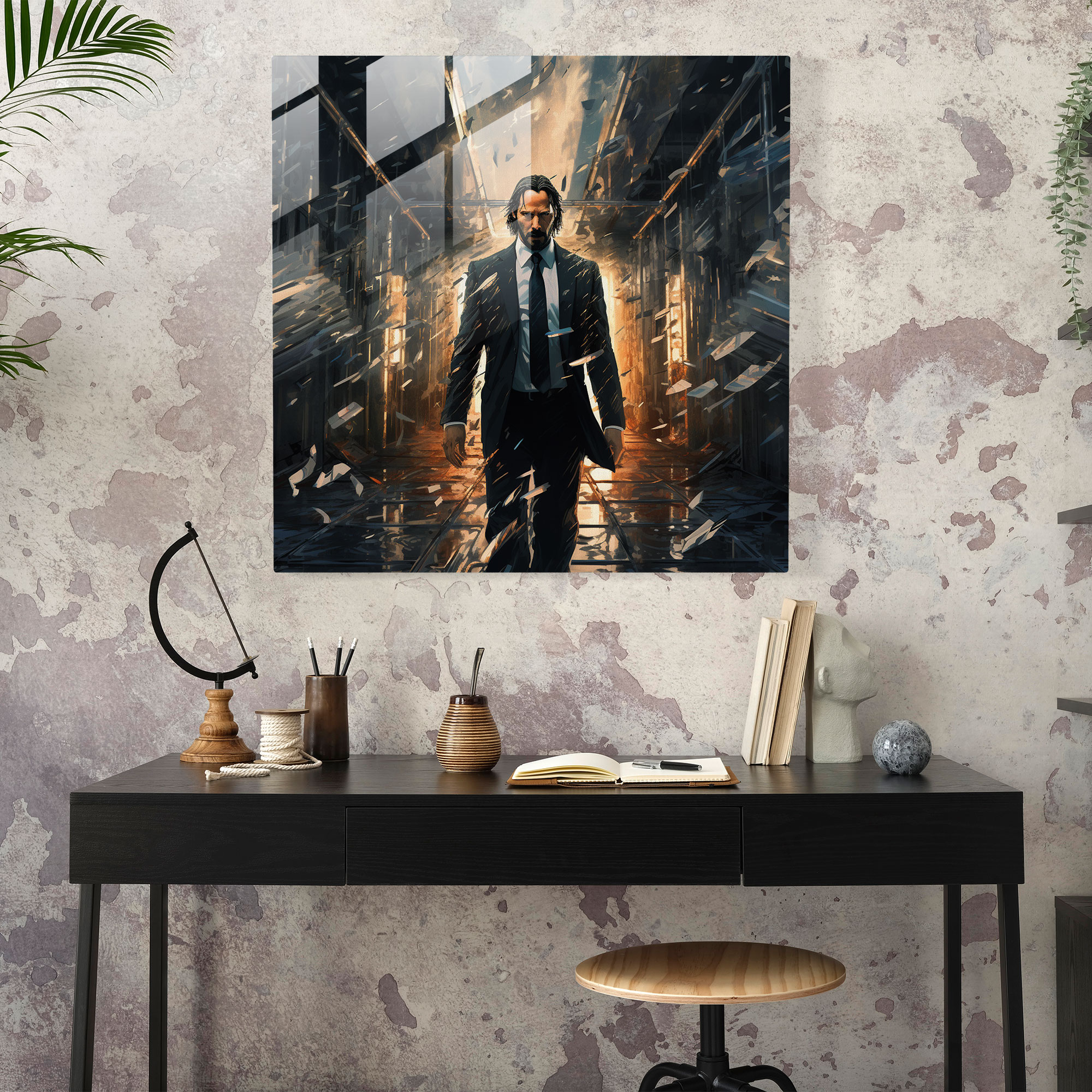 John Wick Glass Print - John Wick, Surreal, Indomitable Spirit, John Wick