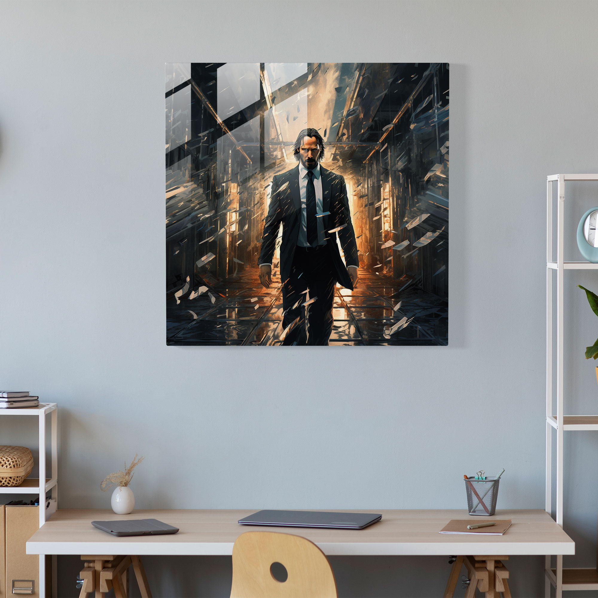 John Wick Glass Print - John Wick, Surreal, Indomitable Spirit, John Wick