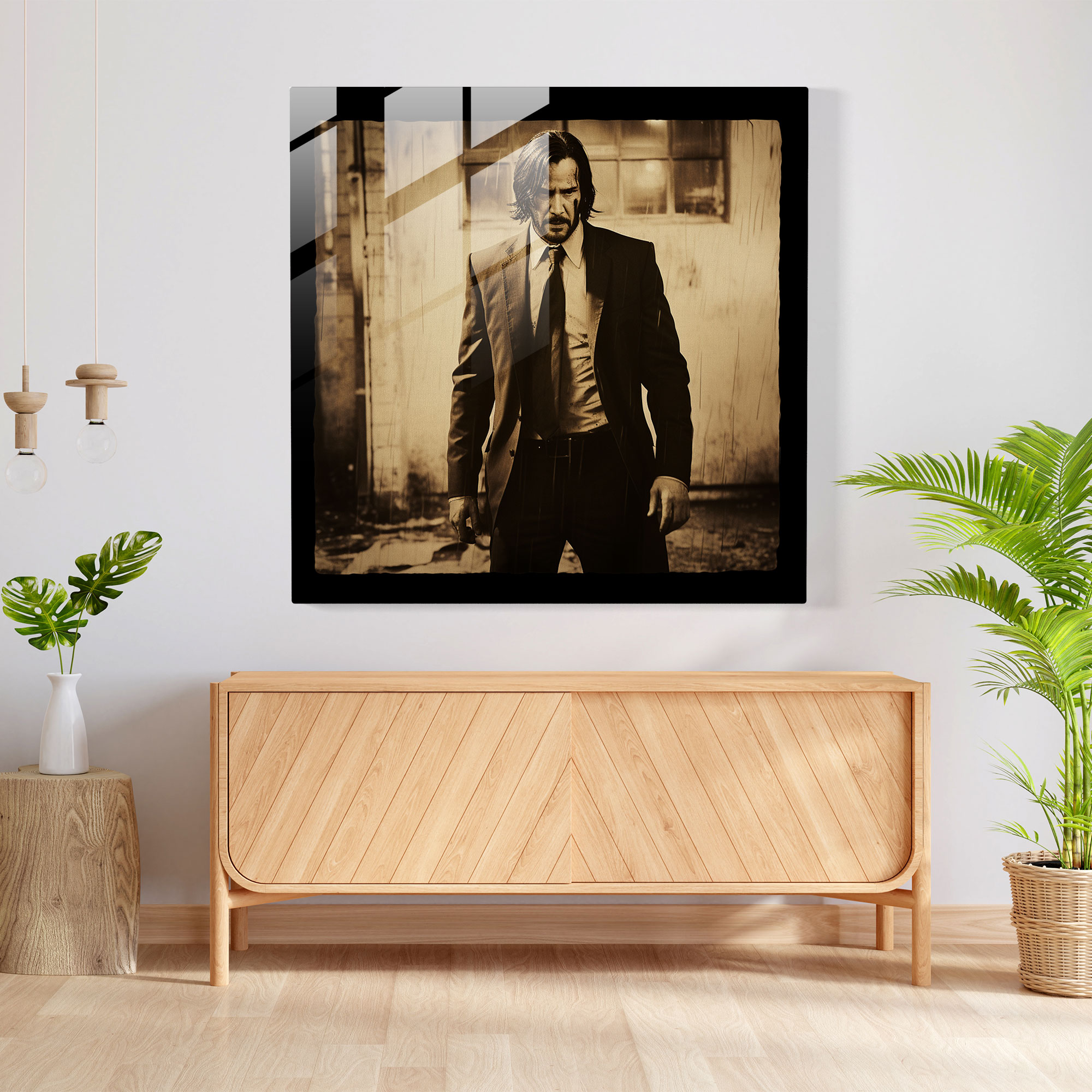 John Wick Glass Print - John Wick, Glass Art, Glass Print, Sepia-Toned Image