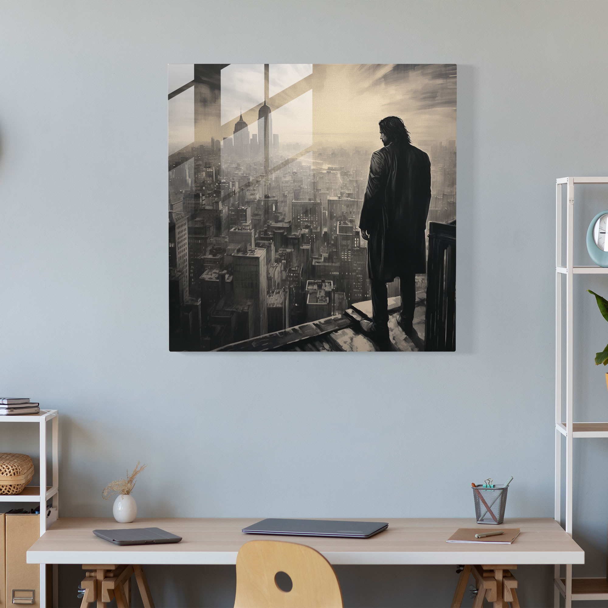 Glasbild John Wick - John Wick Glas Wandkunst Glas Kunst Stimmungsvoll