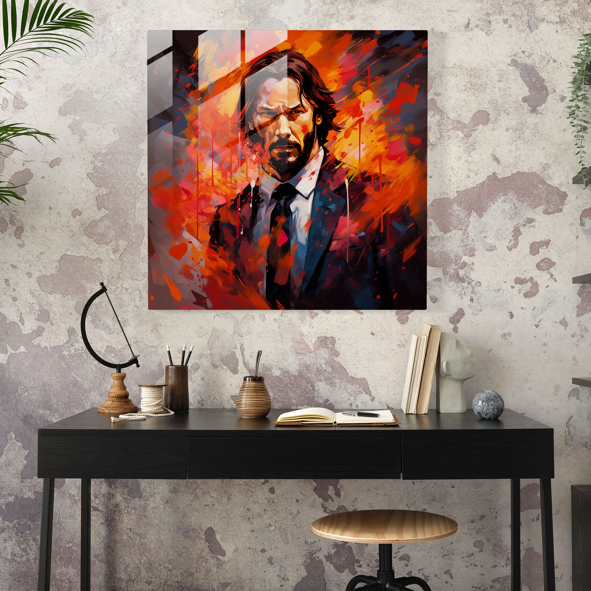 John Wick Glass Print - John Wick, Dynamic, John Wick, Abstract Artwork