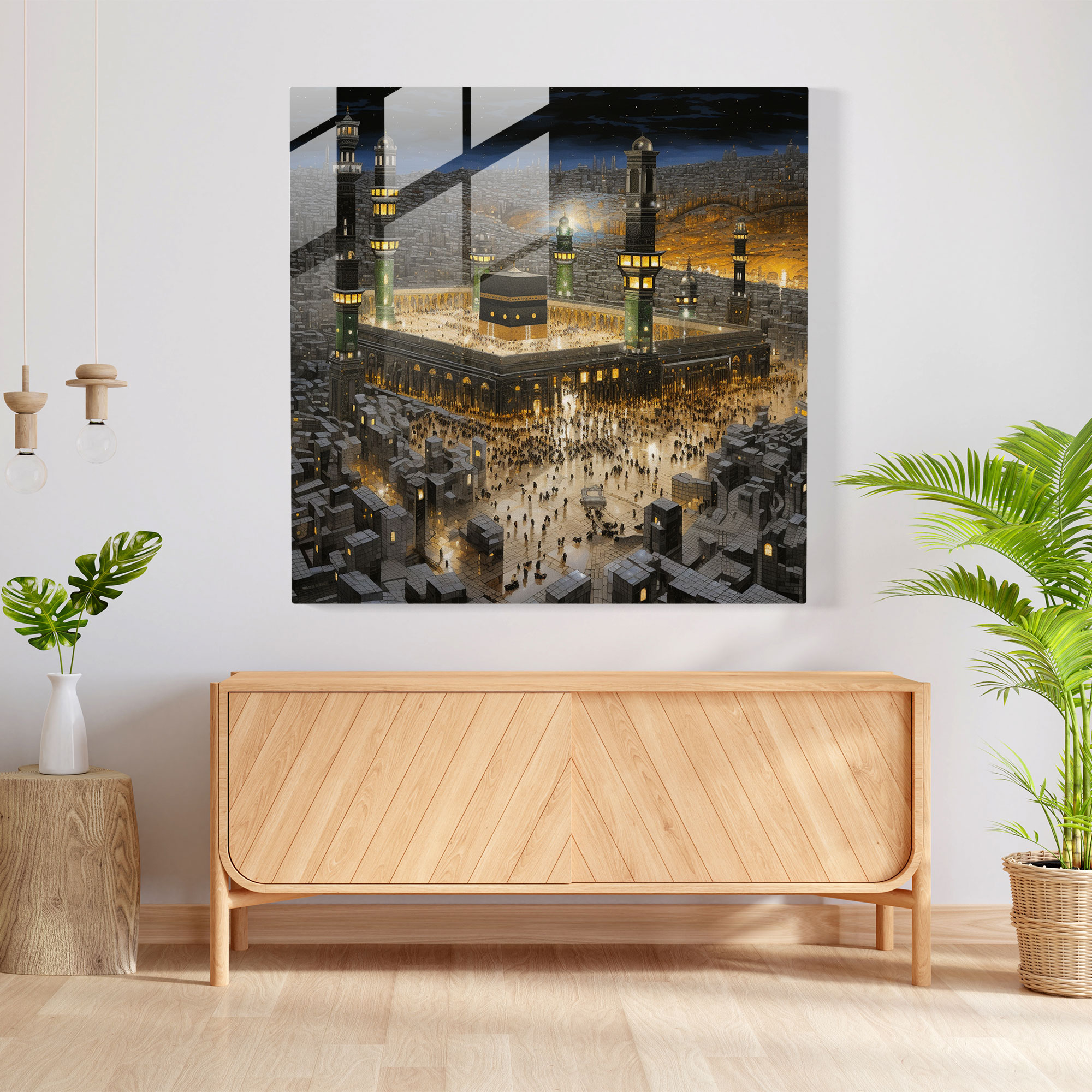 Kaaba Mosaic Glass Print - Kaaba, Vibrant Colors, Glass Art, Glass Wall Art