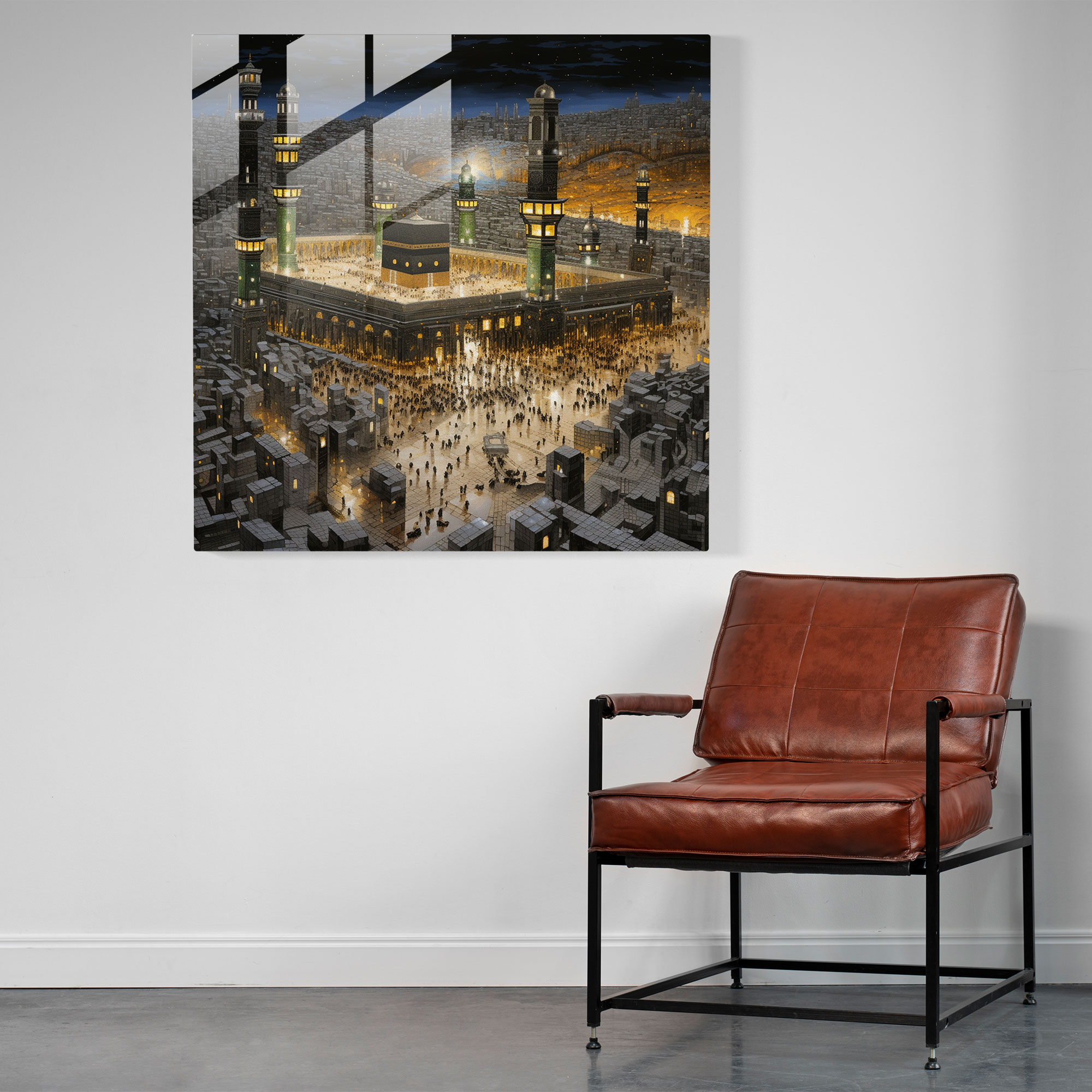 Kaaba Mosaic Glass Print - Kaaba, Vibrant Colors, Glass Art, Glass Wall Art