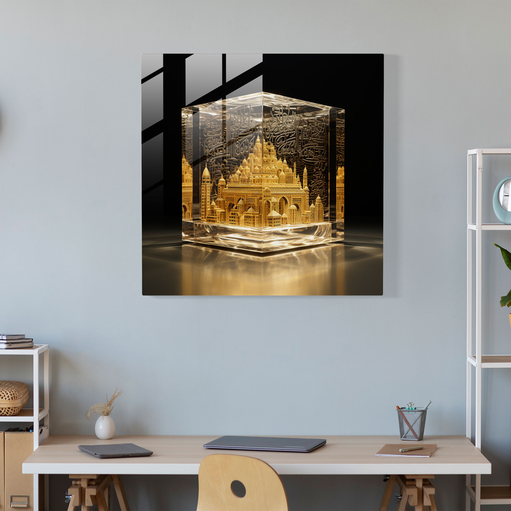 Kaaba Islamic Calligraphy Glass Print - Kaaba, Home Decoration, Glass Wall Art, Spirituality