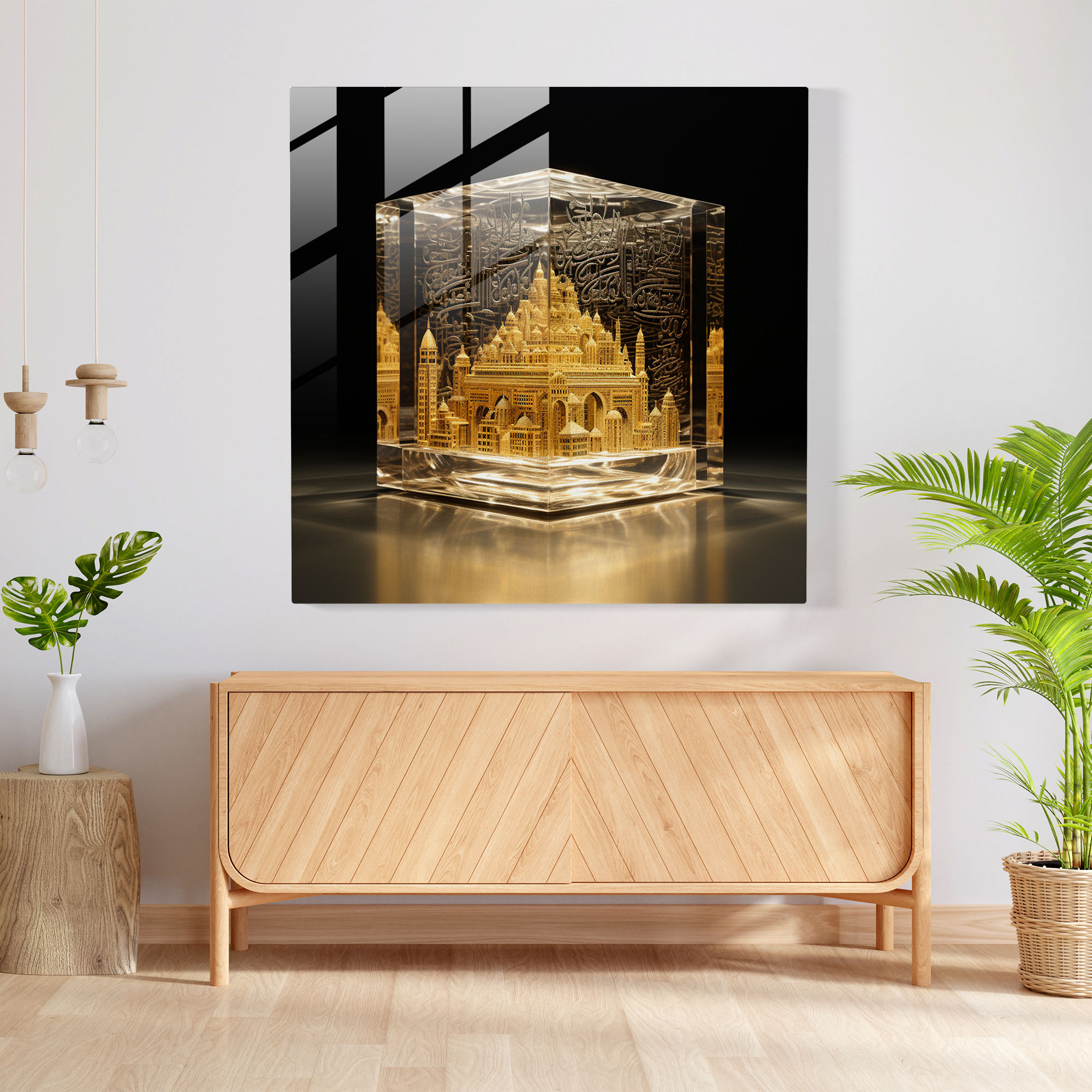 Kaaba Islamic Calligraphy Glass Print - Kaaba, Home Decoration, Glass Wall Art, Spirituality