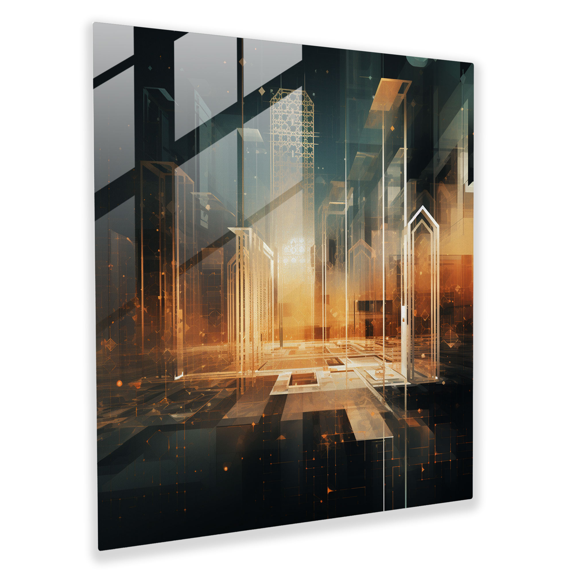 Contemporary Kaaba Geometric Glass Print - Kaaba, Glass Print, Kaaba, Home Decoration