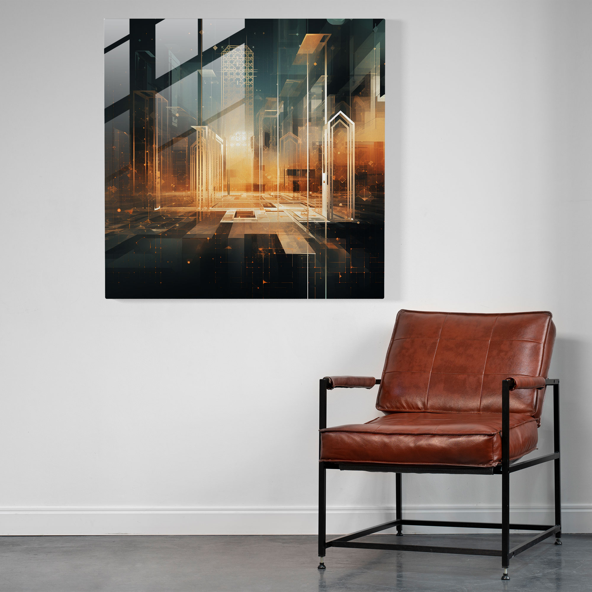 Contemporary Kaaba Geometric Glass Print - Kaaba, Glass Print, Kaaba, Home Decoration