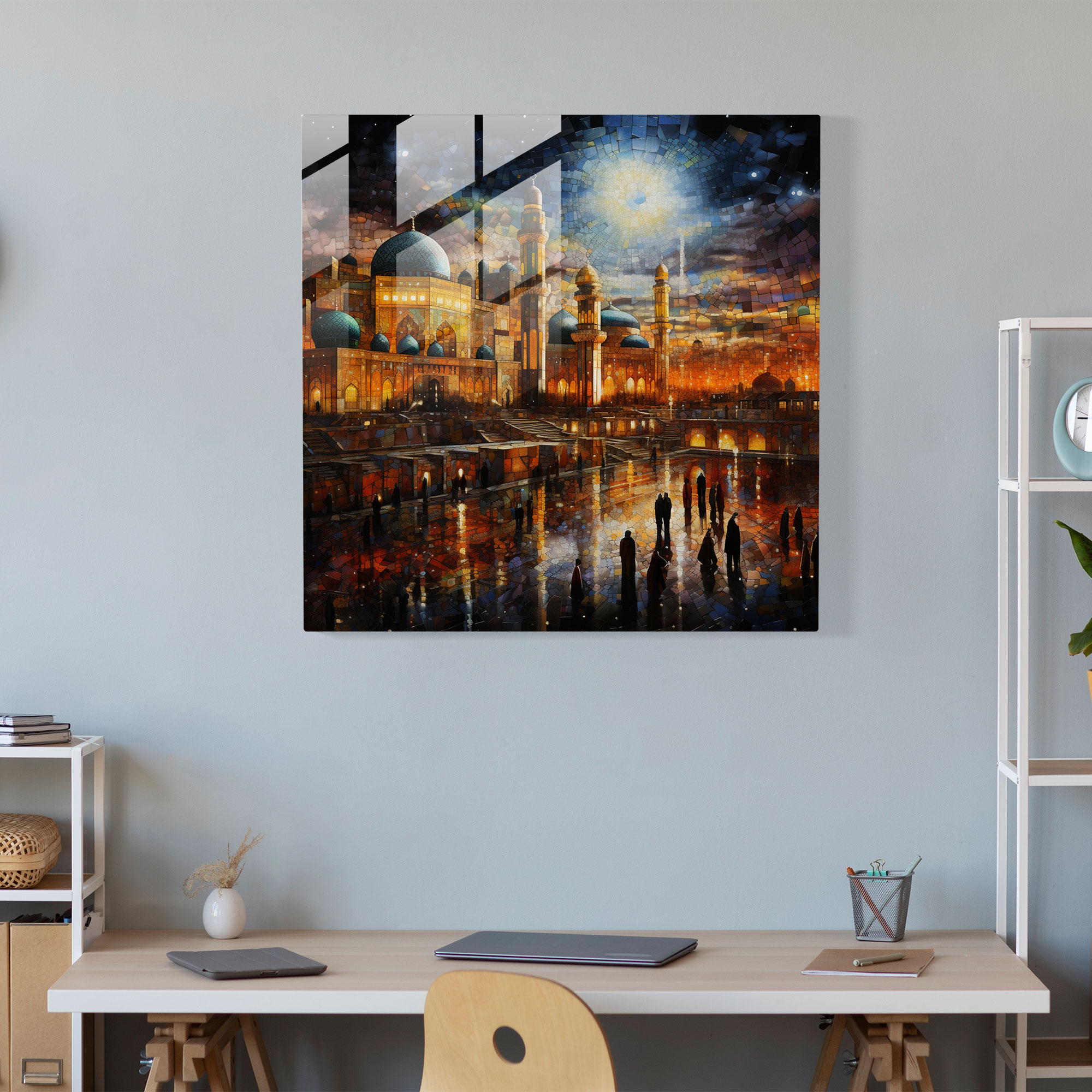Mesmerizing Kaaba Mosaic Glass Print - Kaaba, Kaaba, Glass Art, Modern Art