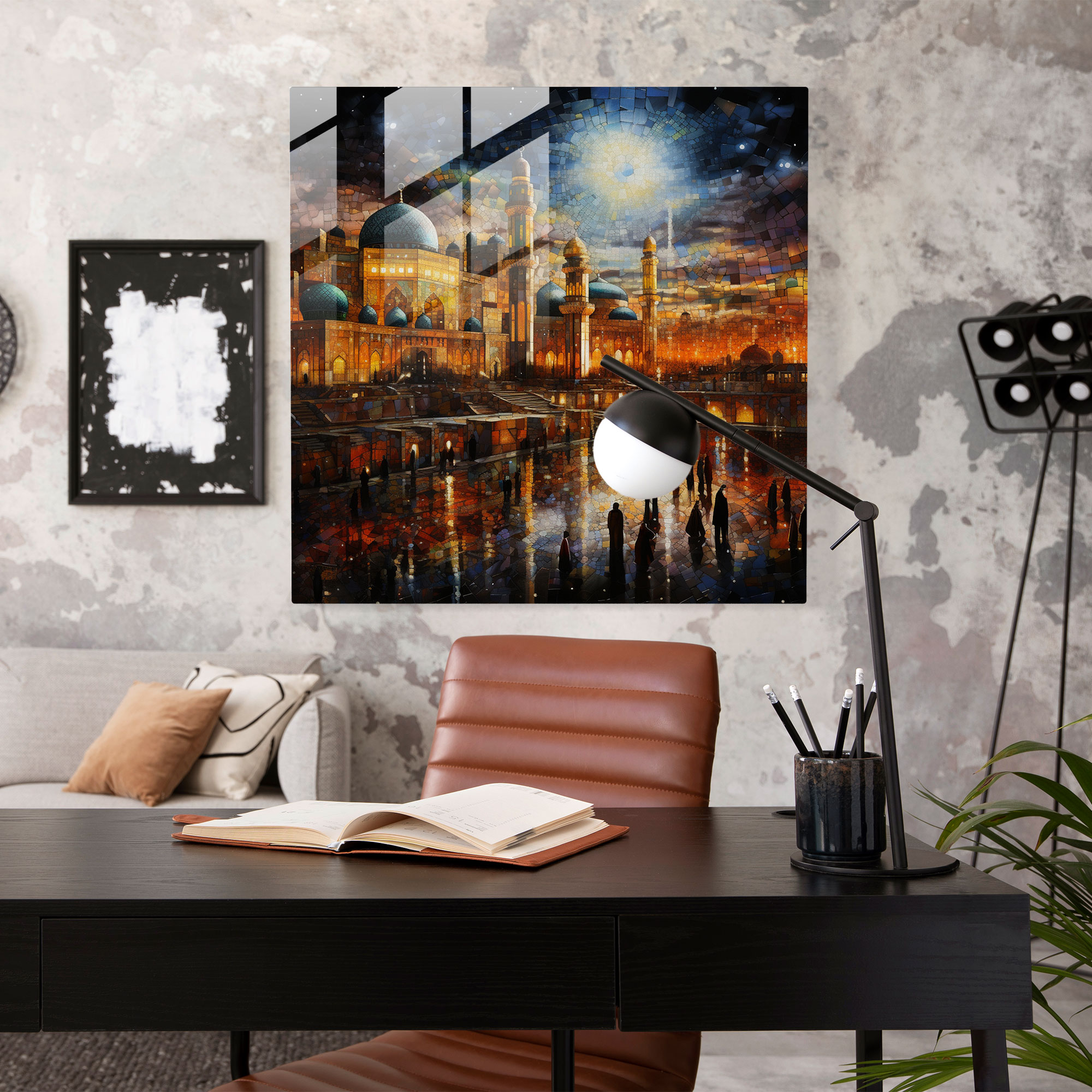 Mesmerizing Kaaba Mosaic Glass Print - Kaaba, Kaaba, Glass Art, Modern Art