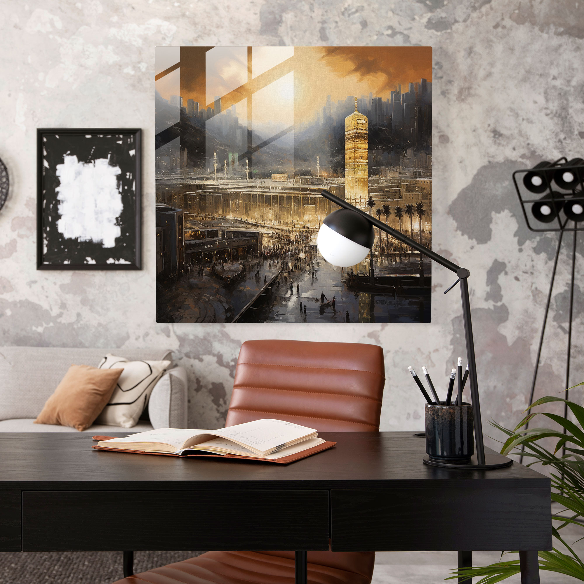 Contemporary Glass Print - Kaaba In Modern Cityscape - Kaaba, Glass Wall Art, Modern Art, Glass Art