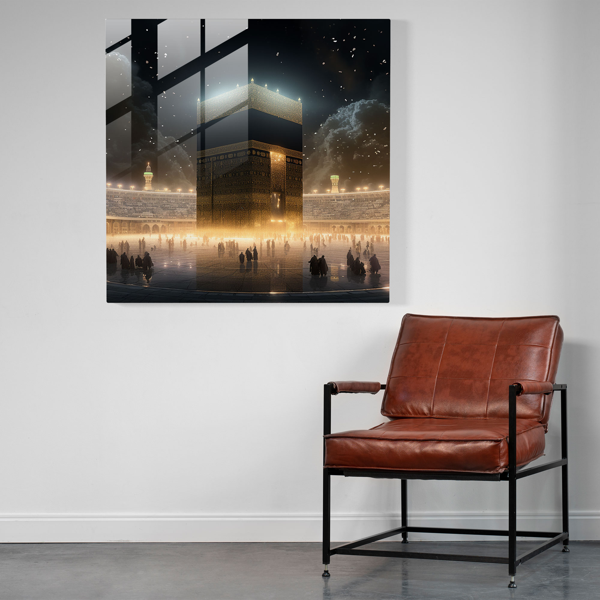Celestial Kaaba Glass Print - Kaaba, Celestial Elements, Glass Print, Modern Art