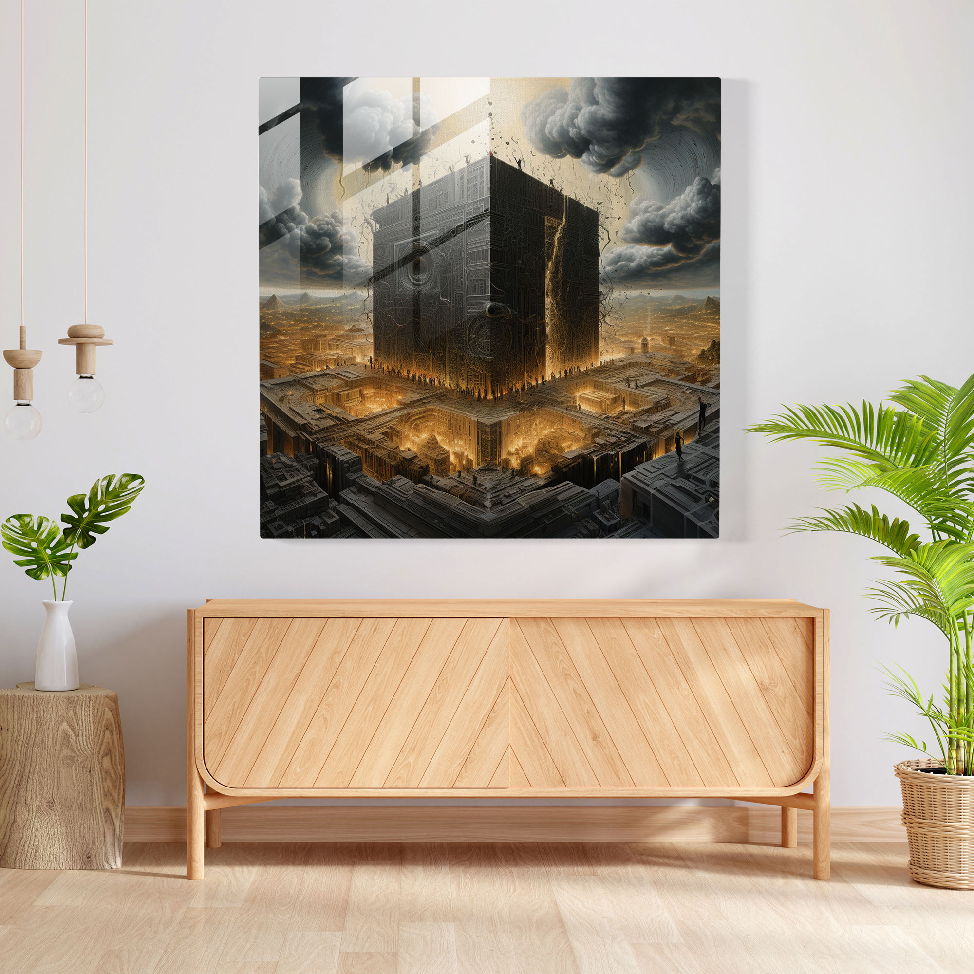 Sembolik Kabe Cam Tablosu - Kabe Modern Sanat Sembolizm Ev Dekorasyonu