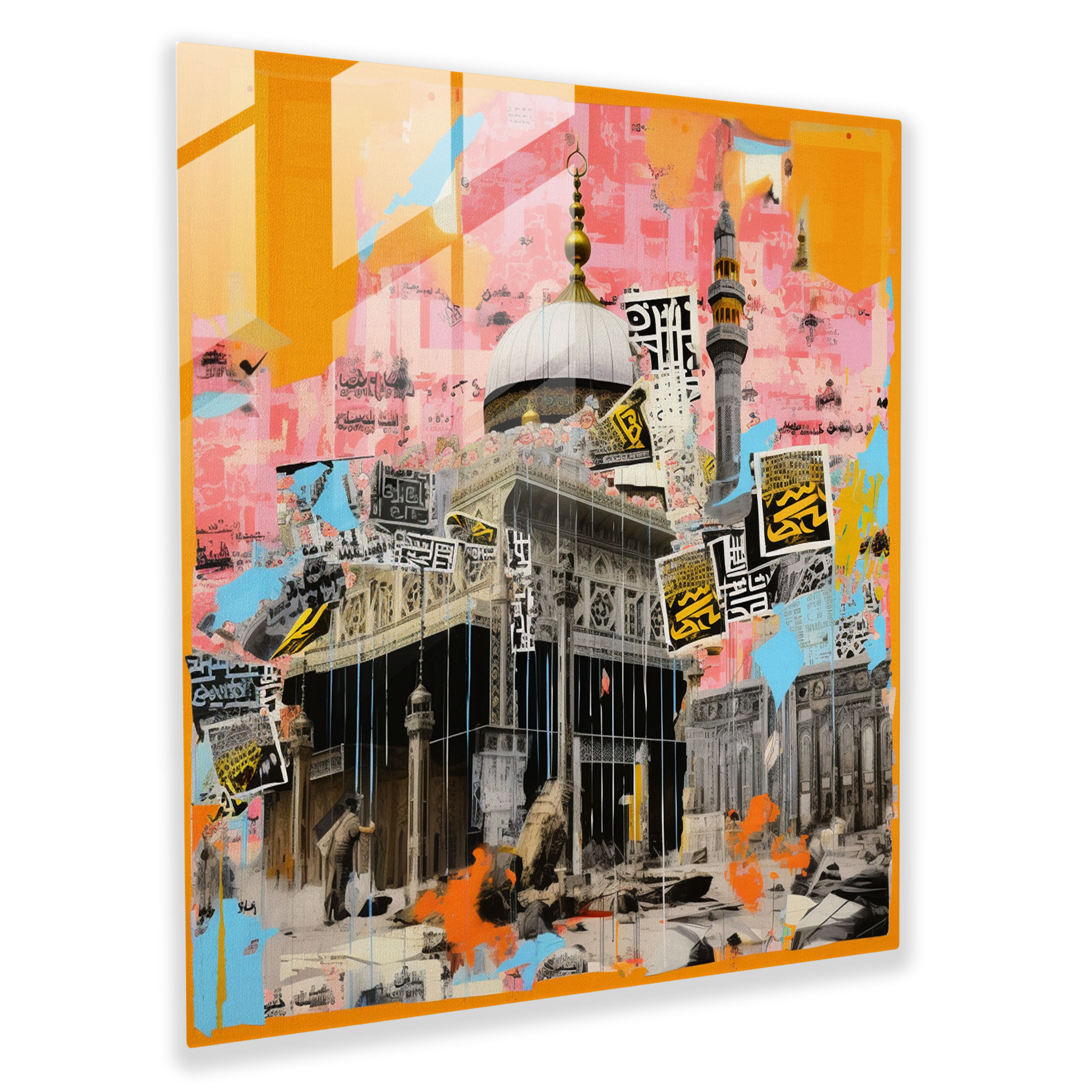 Modern Sanat Pop Art Koleksiyonu Kaaba Cam Tablo - Duvar Sanatı