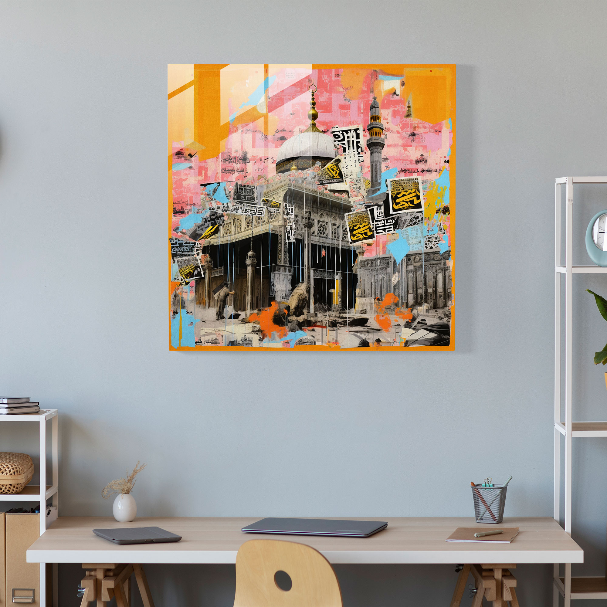 Modern Sanat Pop Art Koleksiyonu Kaaba Cam Tablo - Duvar Sanatı