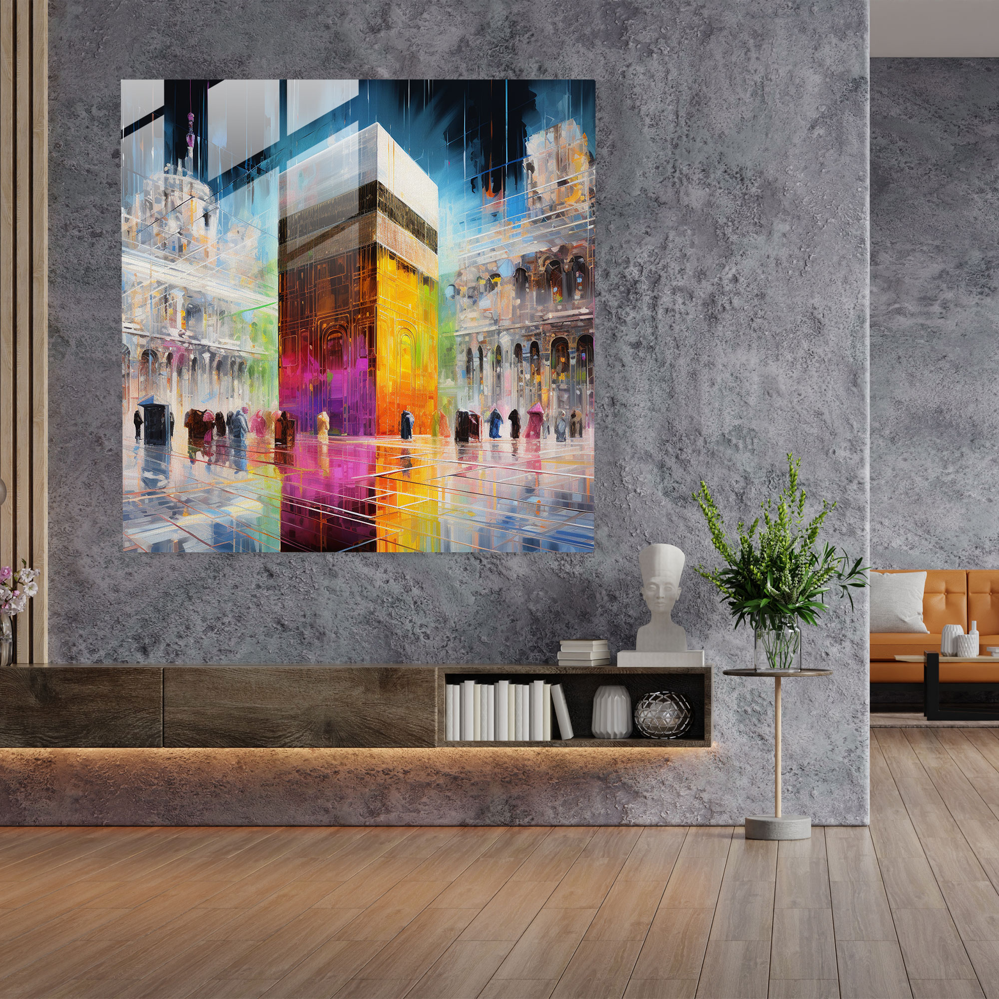 Kaaba Glass Print - Kaaba, Modern Art, Spiritual, Home Decoration