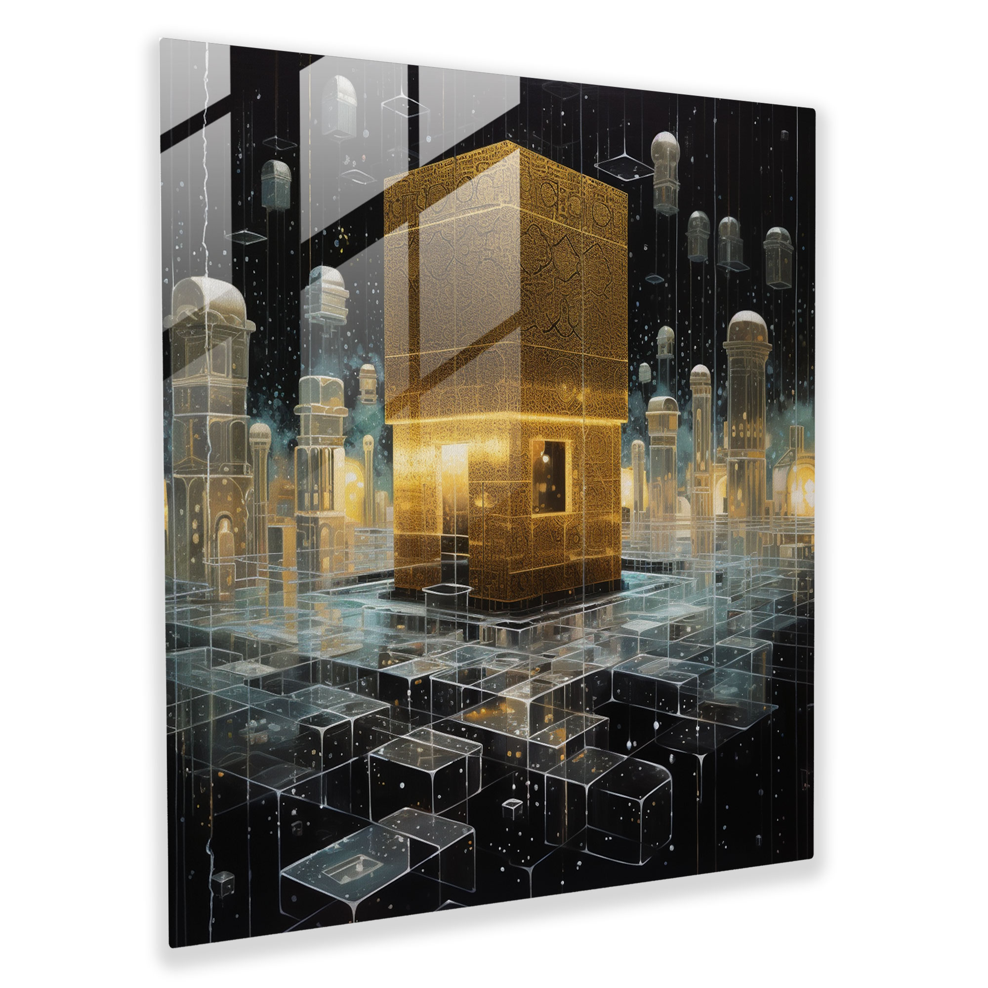 Geometric Glass Print - Kaaba - Kaaba, Glass Print, Contemporary Style, Geometric Design