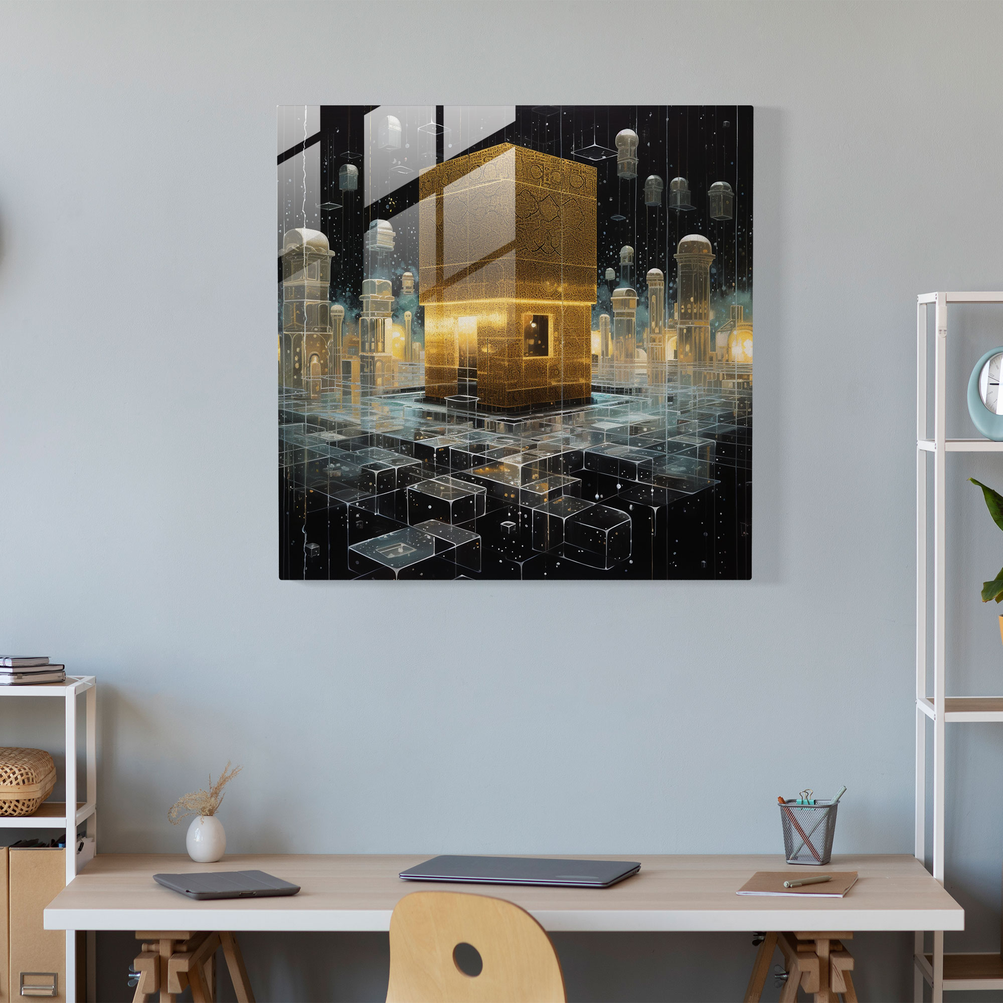 Geometric Glass Print - Kaaba - Kaaba, Glass Print, Contemporary Style, Geometric Design