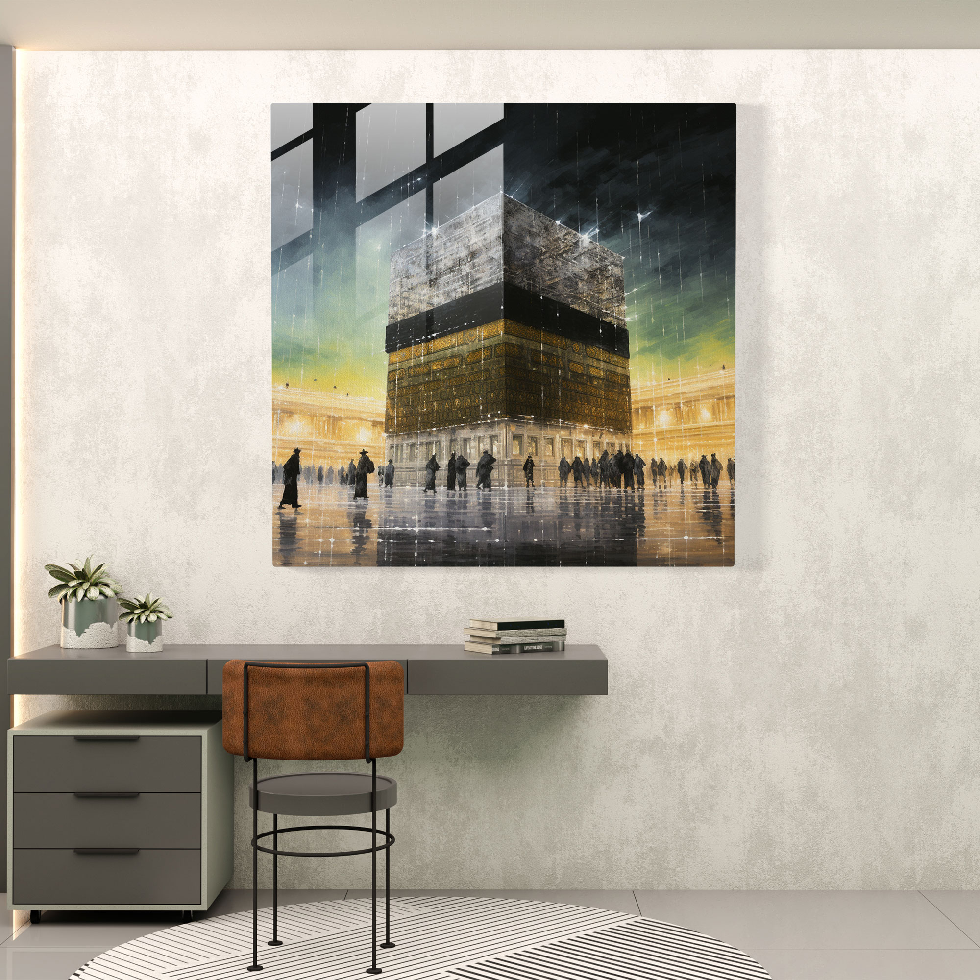 Ethereal Kaaba Glass Print - Kaaba, Dreamy, Ethereal Colors, Impressionist