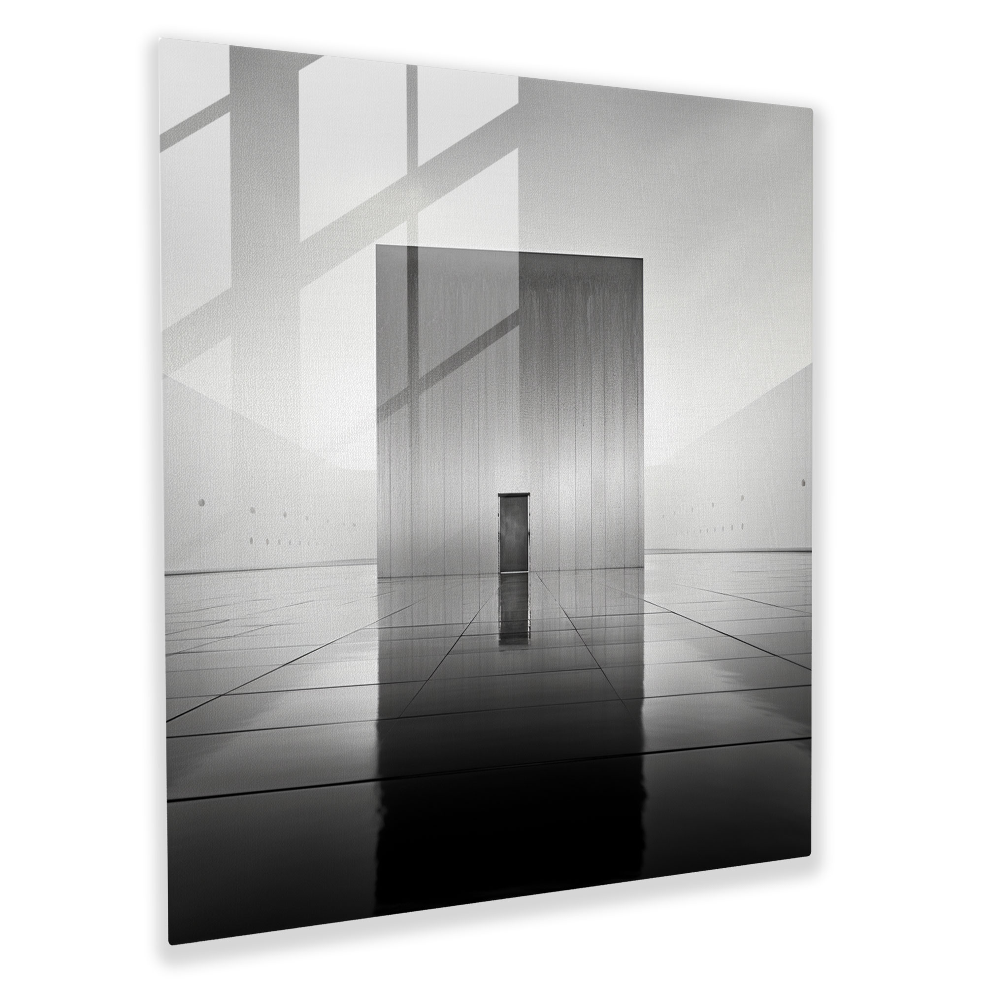 Kaaba Minimalist Cam Tablo - Duvar Dekorasyonu Siyah Beyaz Fotoğraf Minimalist