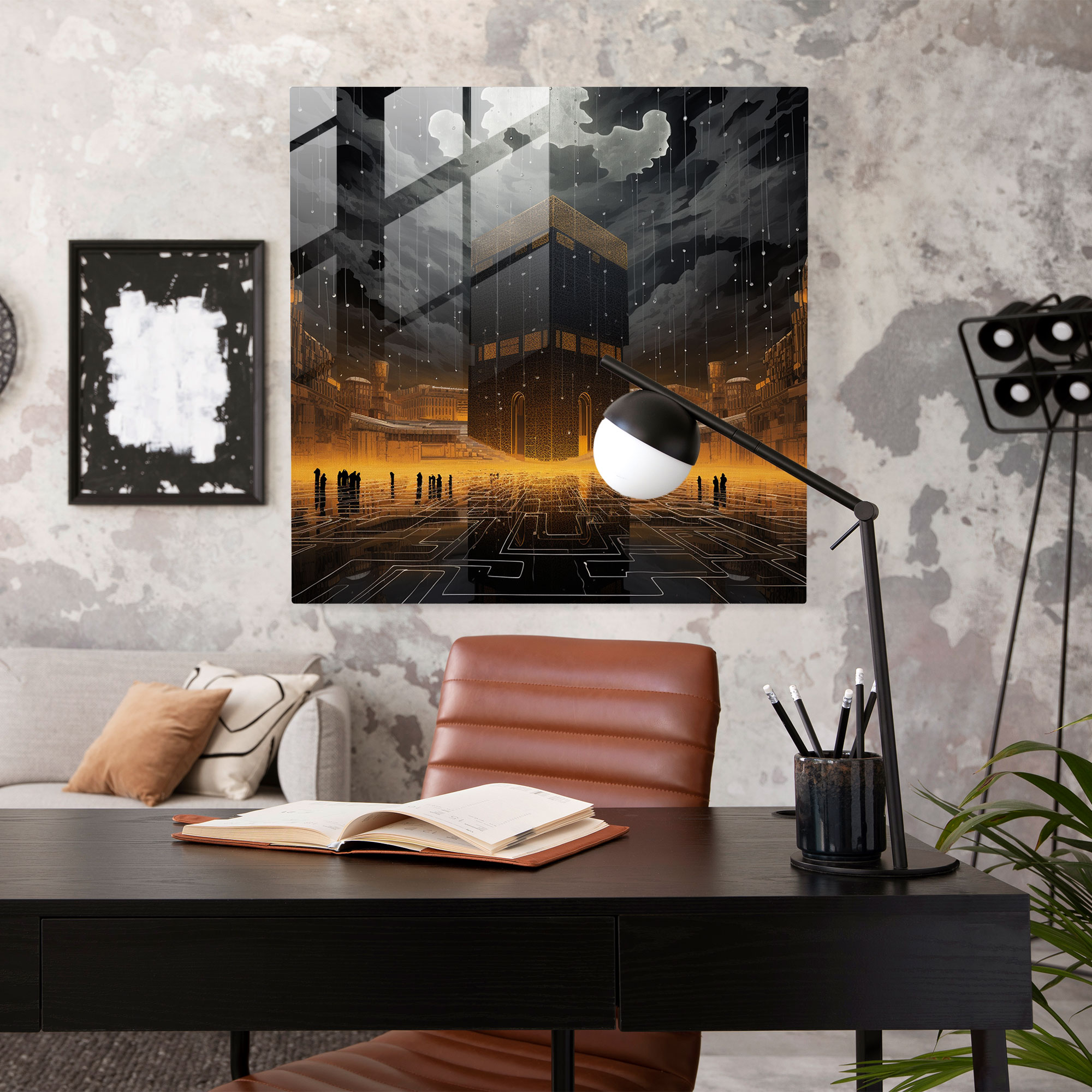 Kaaba Geometric Glass Print - Kaaba, Digital Art, Geometric Patterns, Glass Art