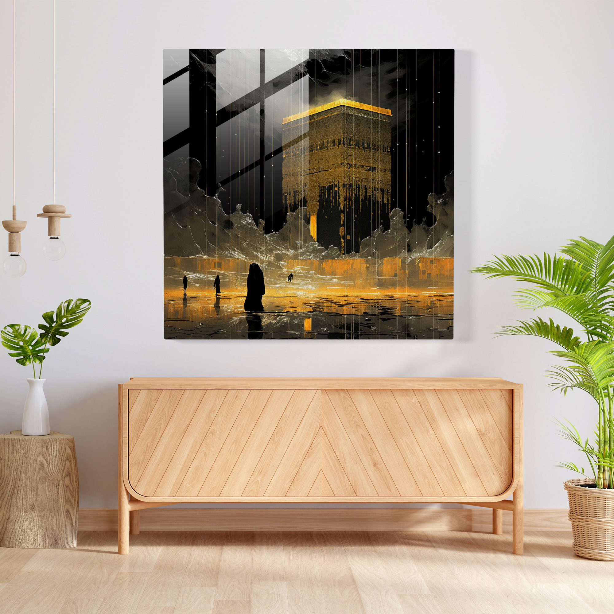 Kaaba Gelecekçi Cam Tablo - Kaaba Soyut Form Gelecekçi Dijital İllüstrasyon